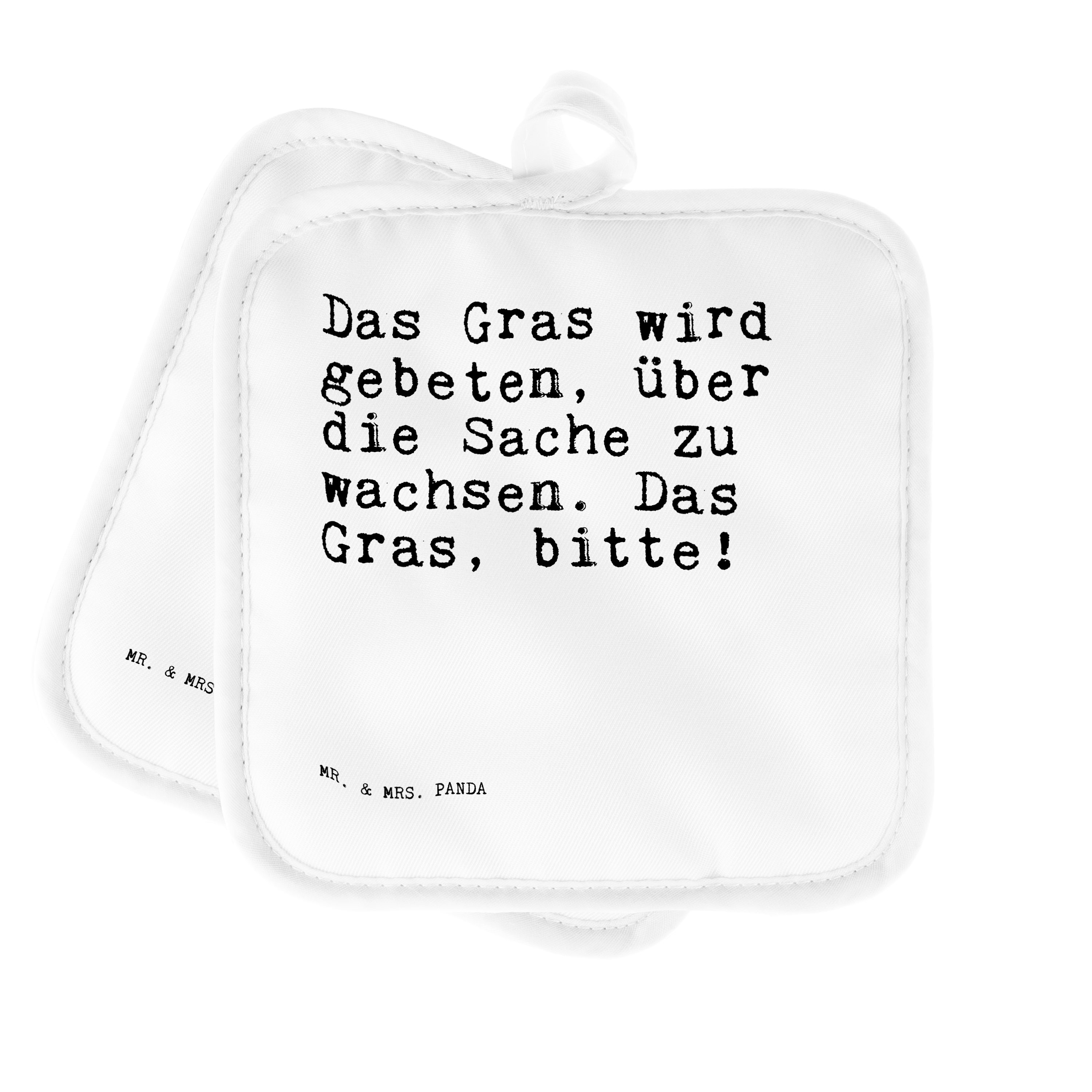 Mr. & Mrs. Panda Topflappen Das Gras wird gebeten,... - Weiß - Geschenk, Papa, Zitate, Topflappen, (1-tlg)