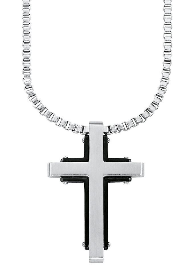 Halskette Edelstahl Anhänger Kreuz, s.Oliver Kette mit 9076956,