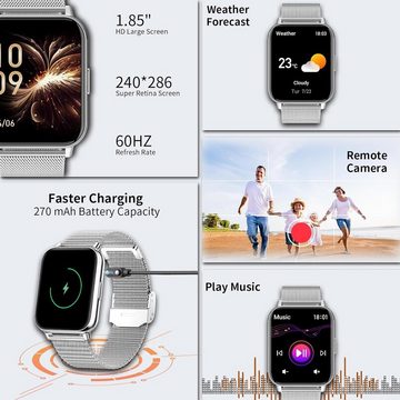 Colesma Smartwatch (1,85 Zoll, Android, iOS), Intuitivem Touchscreen,Modernem Design Zuverlässiger Akkutechnologie