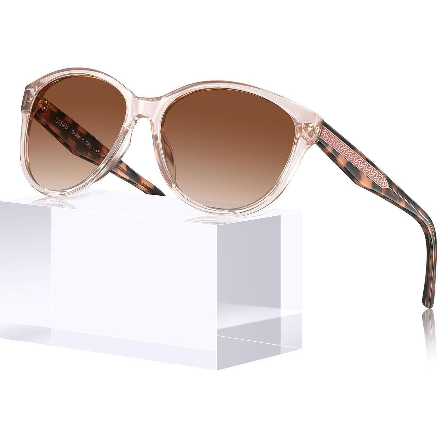 Retrosonnenbrille Sonnenbrille Damen M12-leicht Rosa Rahme, Farbverlauf Braun