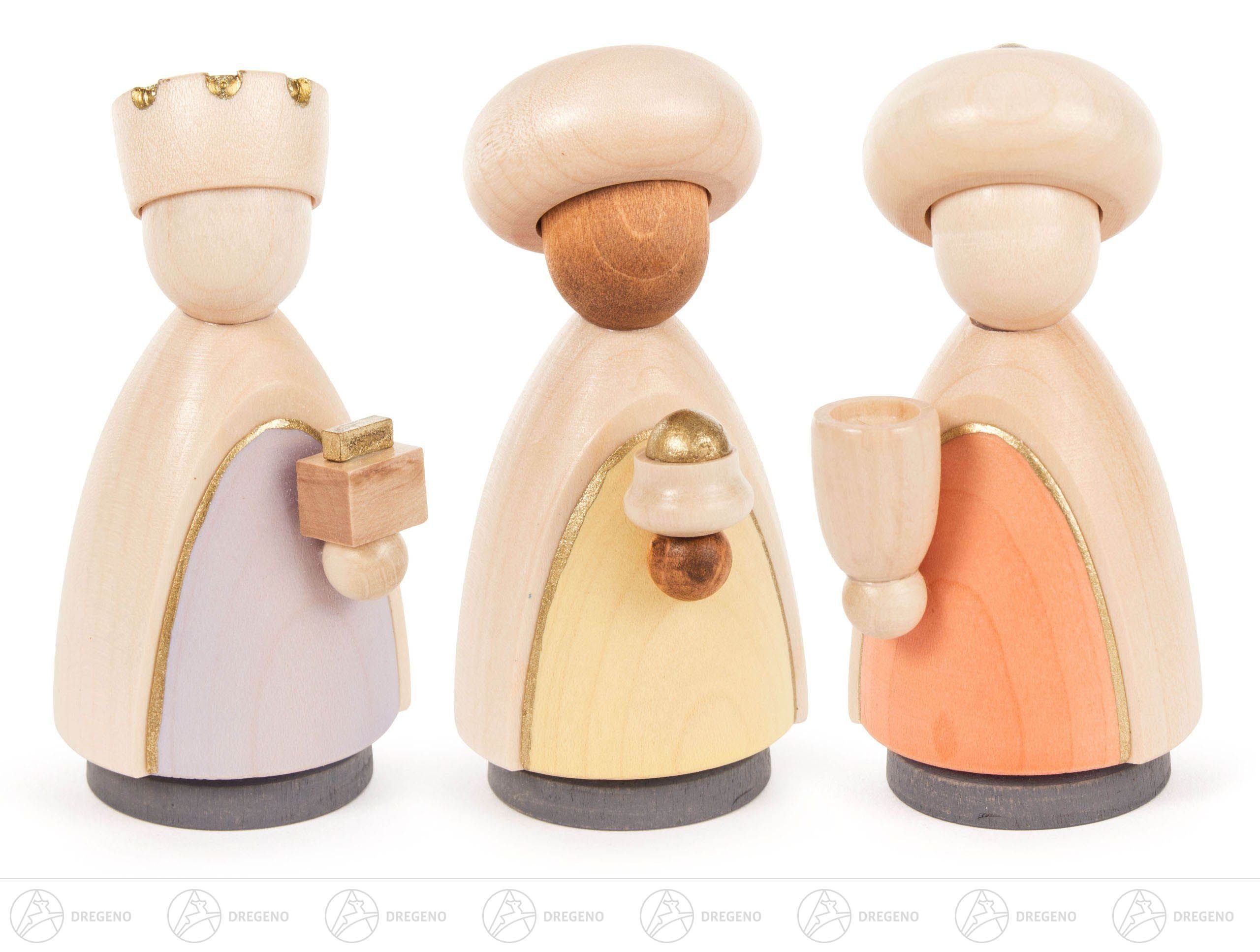 Dregeno Erzgebirge Krippe Krippenzubehör Heilige 3 Könige lasiert Höhe = 9,5cm NEU