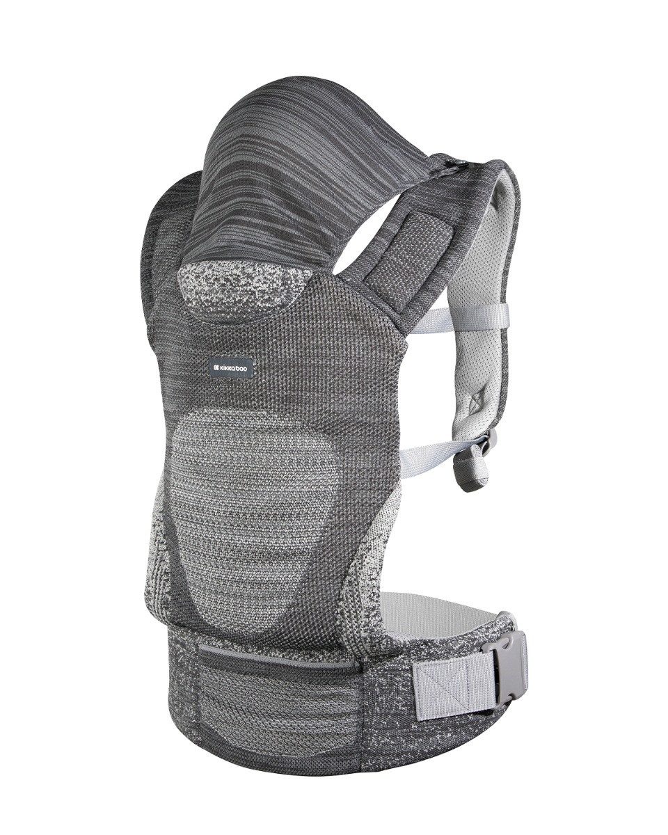 Kikkaboo Babytrage Trage Hoody Fly Strickstoff, 3 in 1 Bauch- und Rückentrage, Hüftsitz