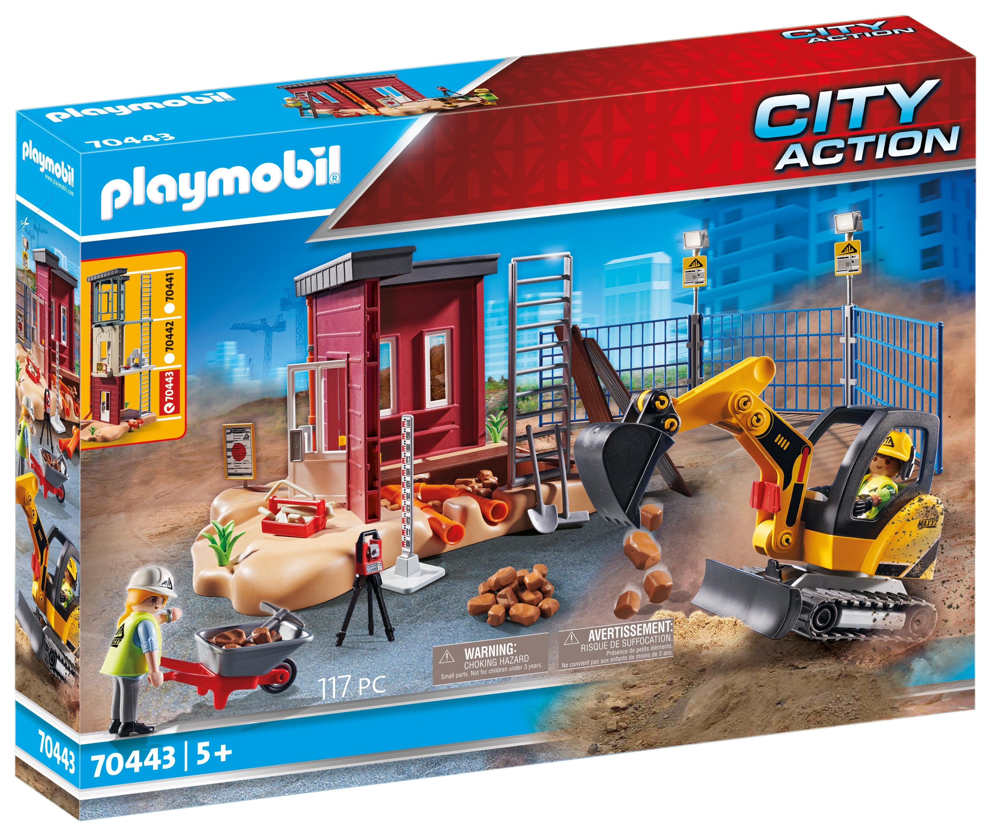 Playmobil® Konstruktions-Spielset 2er Set: 70442 Seilbagger mit Bauteil +  70443 Mini