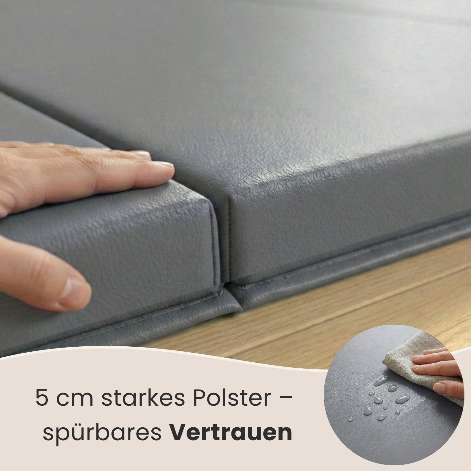 eyepower Weichbodenmatte 180 x 60 x 5 cm - XL Turnmatte für Zuhause - Faltbare Gymnastikmatte (1-St), Bodenturnmatte - Klappbare Fitnessmatte - Fallschutzmatte für Kinder
