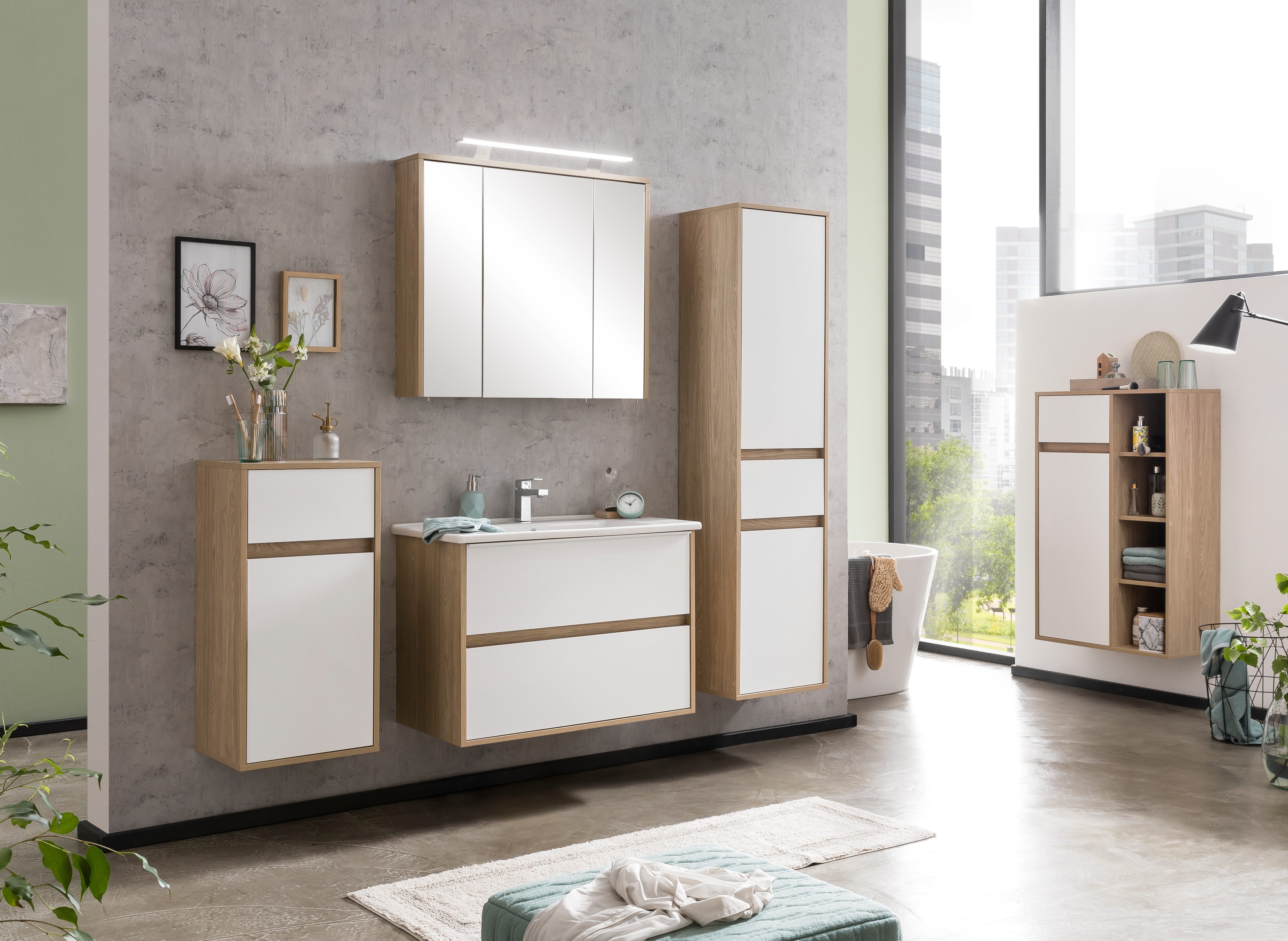 Schildmeyer Unterschrank Mali, Breite 40 cm Holzdekor mit fühlbarer Struktur, Grifflose Türöffnung