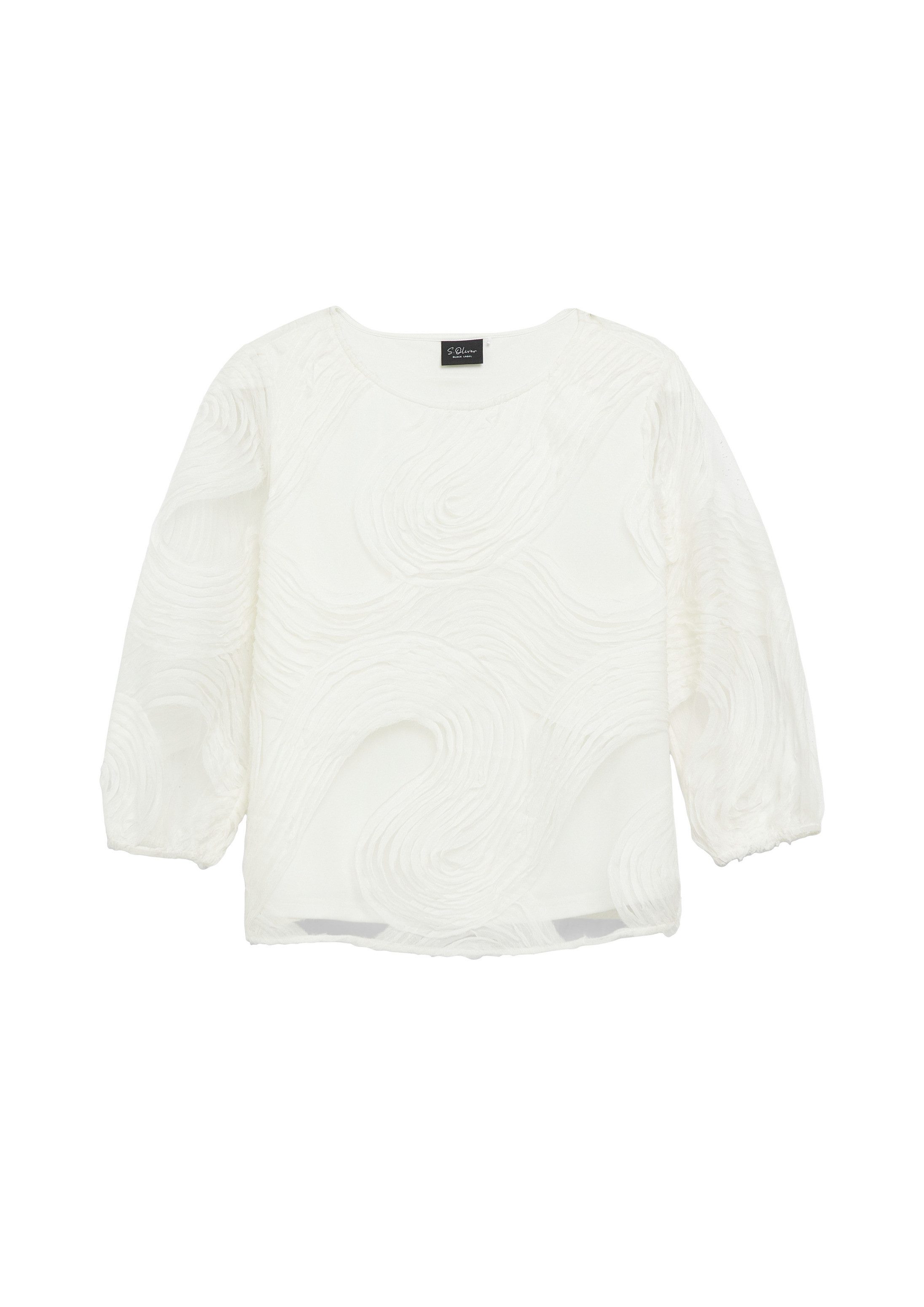 s.Oliver Kurzarmbluse Bluse Bluse mit Chiffon-Wellen-Muster