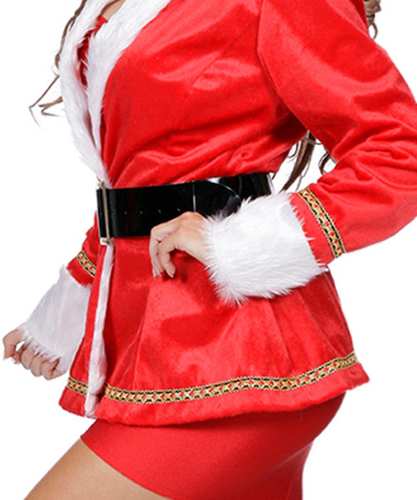 Karneval-Klamotten Kostüm Weihnachten Nikolaus Damenkostüm Sakko mit Gürtel, Weihnachtskostüm Erwachsene Damen