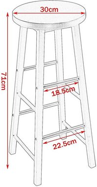 Woltu Bartisch, 1x Bartisch+2x Barhocker Set Esstisch Essgruppe Metallgestell