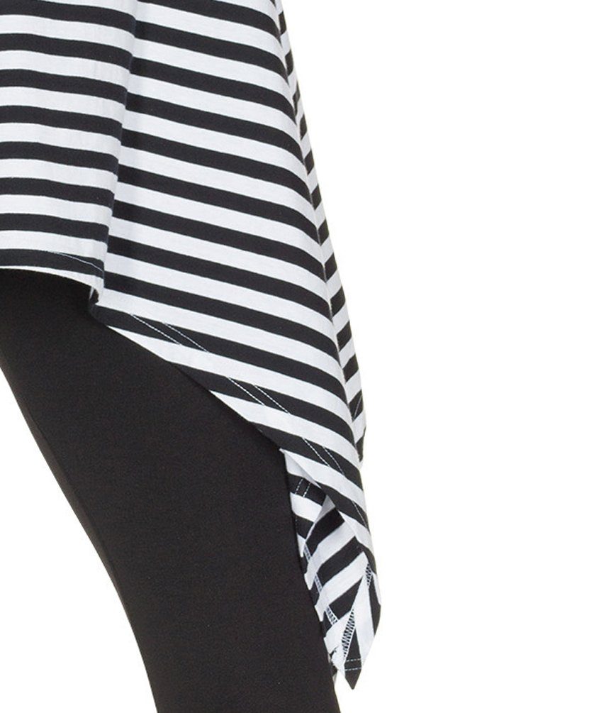 Karneval-Klamotten Kostüm Pantomime schwarz weiß Damen Ringel Tunika, Kostüm Tunika Shirt Mime Clown Harlekin
