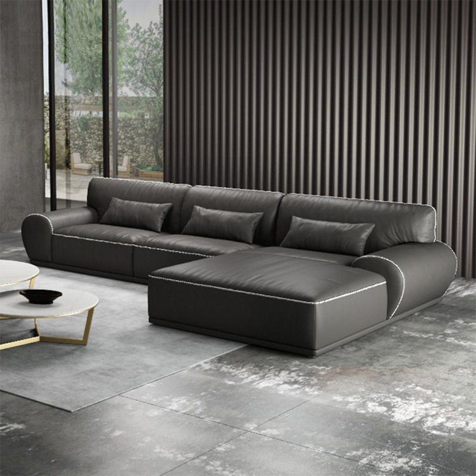 JVmoebel Ecksofa, Design Esk Ecksofa L-form Modern Sofas Ledersofa Couch Wohnlandschaft Schwarz