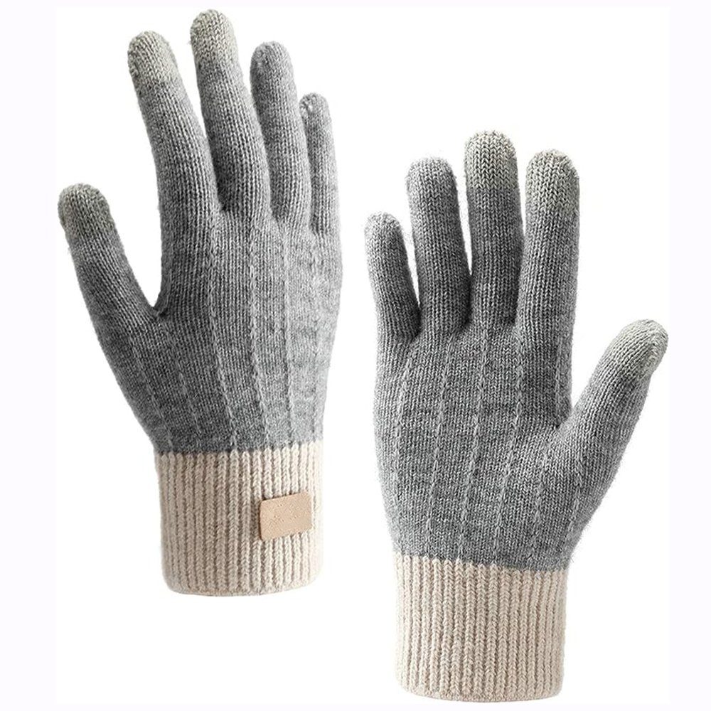 Haiaveng Strickhandschuhe Winterhandschuhe Touchscreen Handschuhe Strick Fingerhandschuhe für Skifahren Radfahren und SMS, Geeinget für Damen und Herren grey | Strickhandschuhe