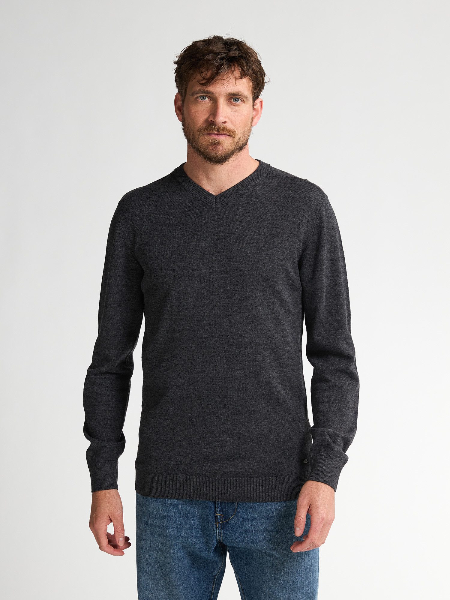 Petrol Industries V-Ausschnitt-Pullover "V-Neck Basi", Materialmix mit Baum günstig online kaufen