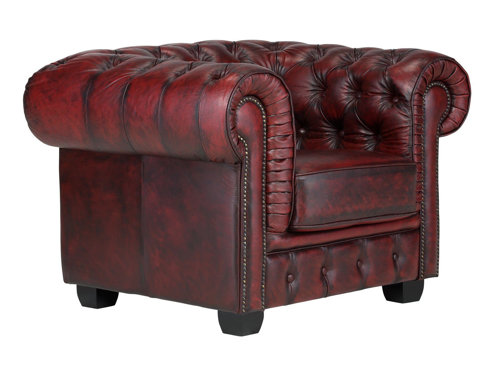 massivum Sessel Chesterfield Big Echtleder rot (1-St)