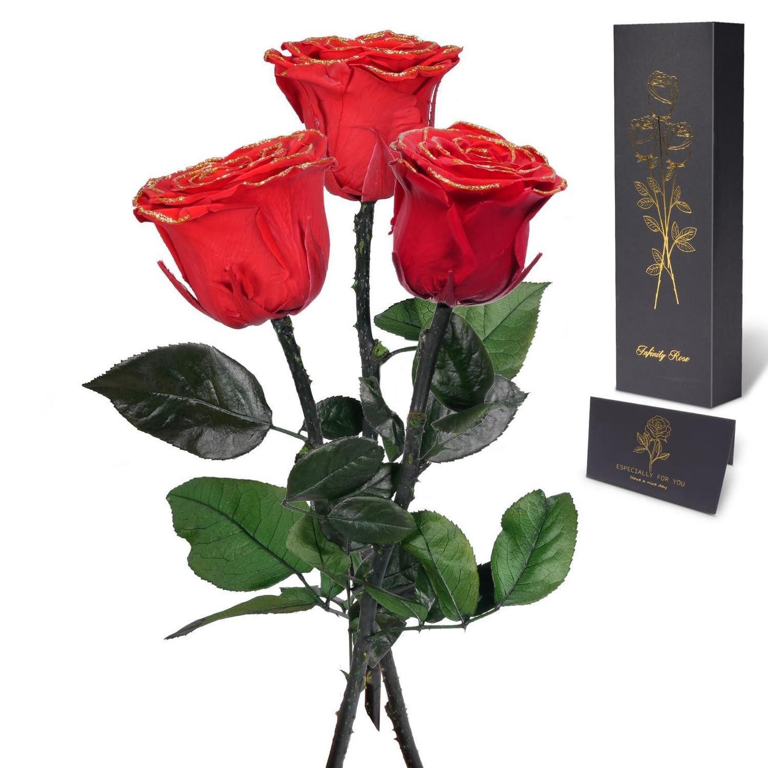 Kunstblume Ewige Rosen Deko 3er Set, LuxusKollektion, Höhe 28 cm