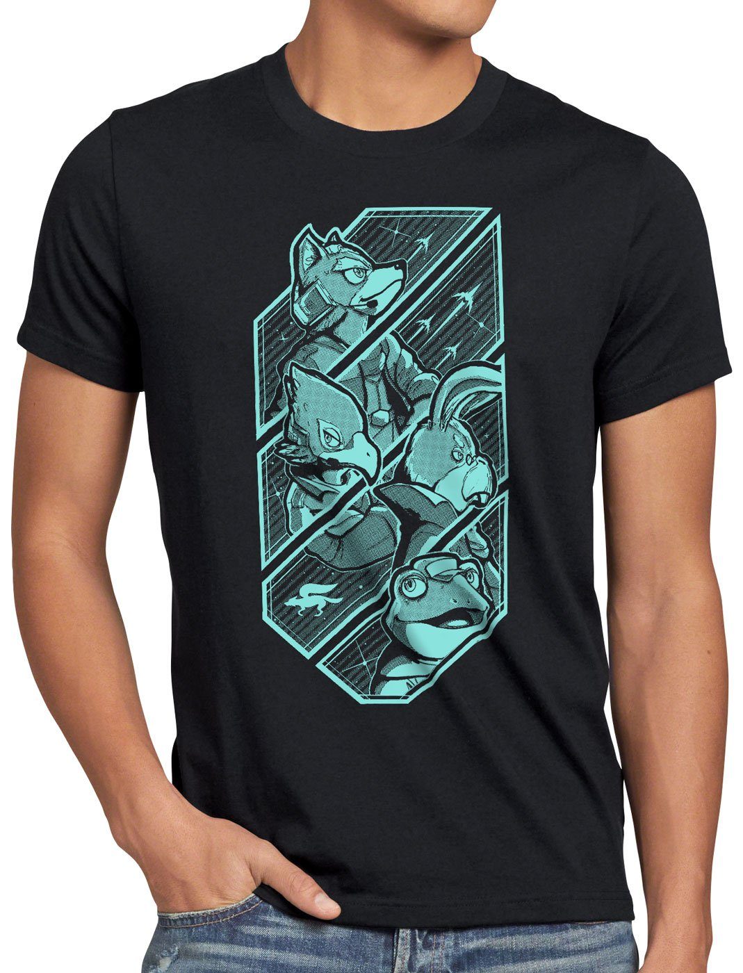 style3 Print-Shirt Herren T-Shirt Lylat Fox mccloud n64 wars