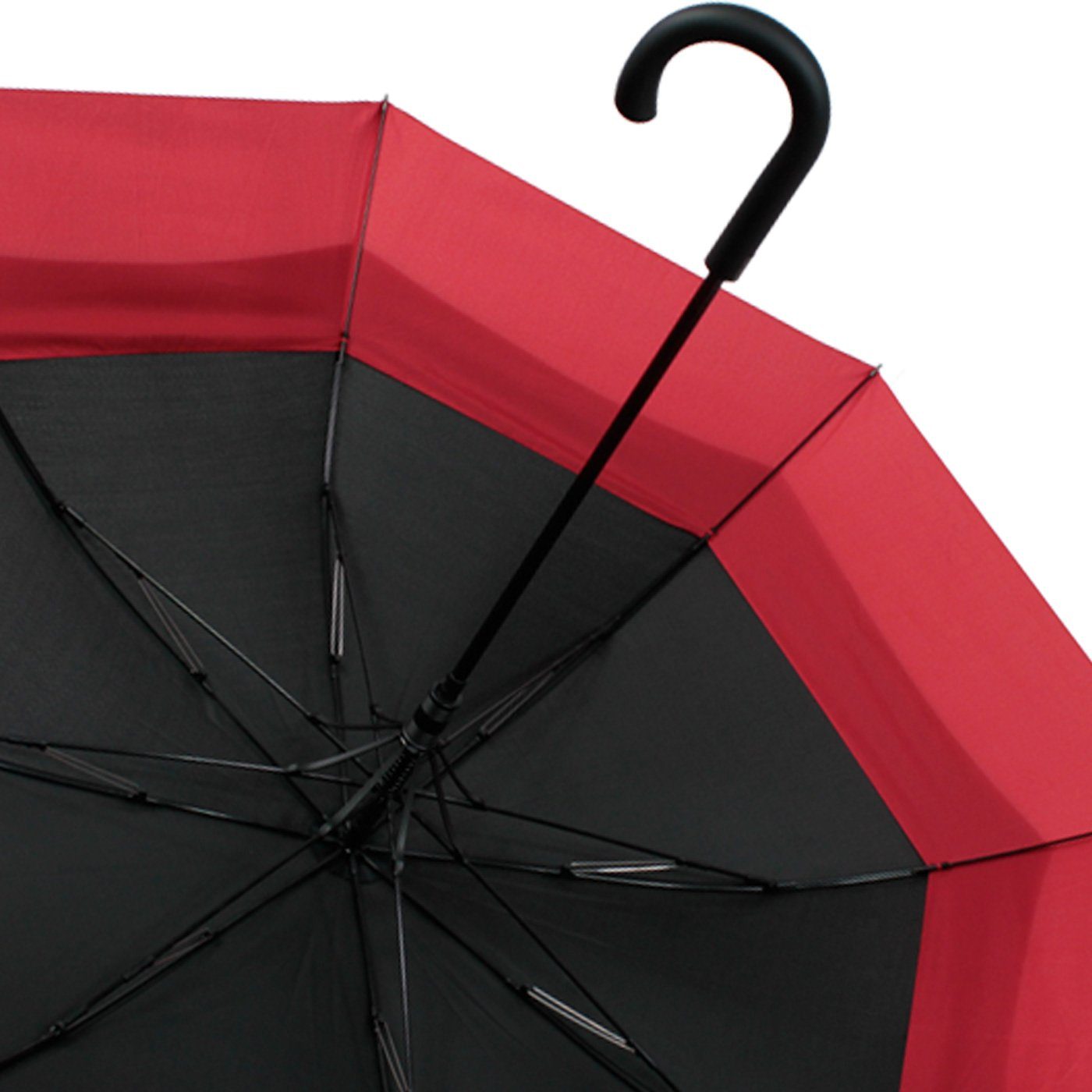 to mit XXL Schirm expandierender zweifarbig iX-brella Langregenschirm - schwarz-rot Automatik, Move