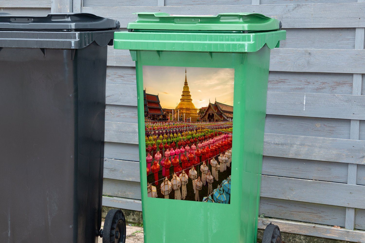 Container, Mülltonne, Sticker, MuchoWow Lampenfest Wandsticker (1 St), Mülleimer-aufkleber, Abfalbehälter