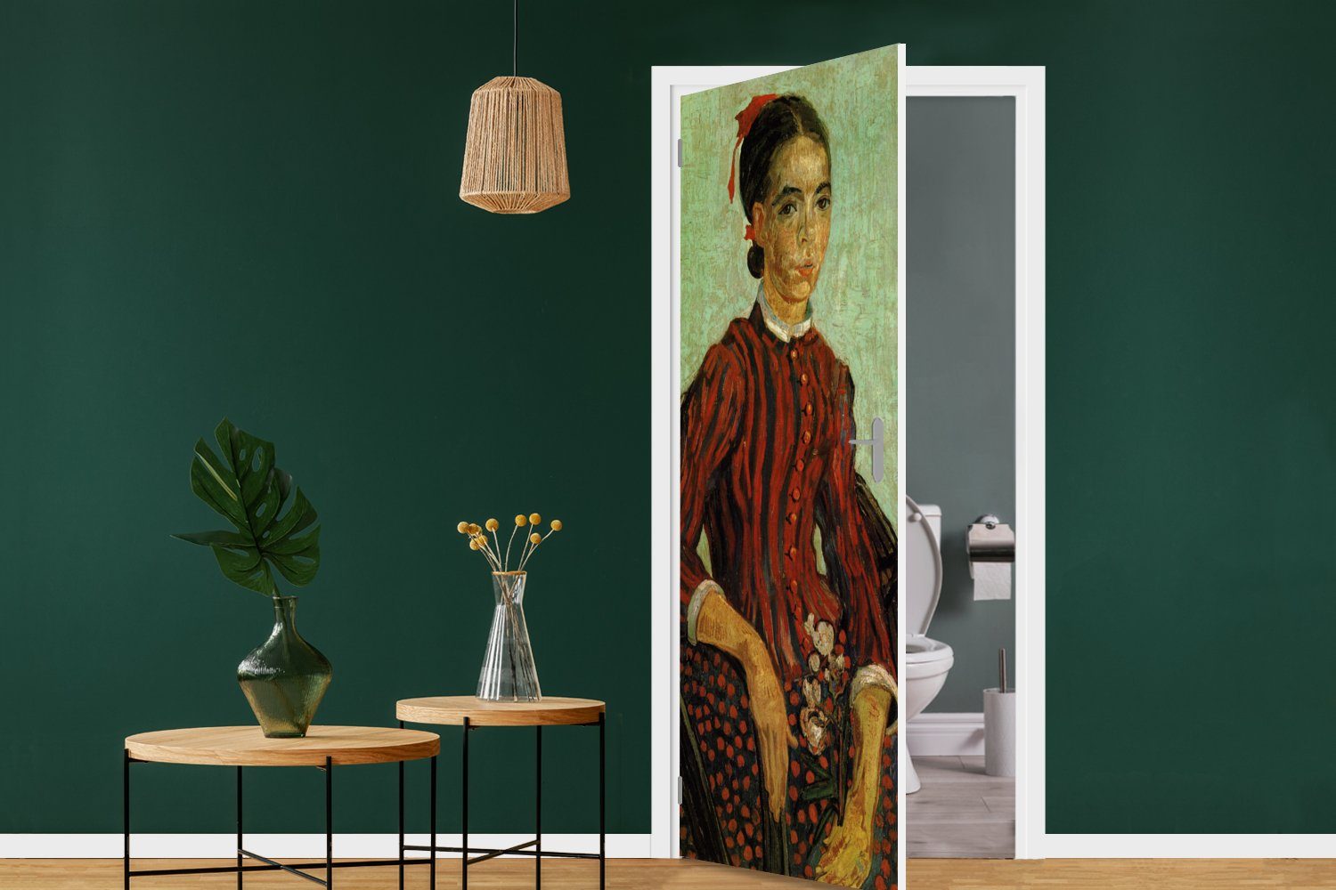 75x205 (1 Gogh, Fototapete für MuchoWow cm Türaufkleber, Mousmé Matt, St), Tür, bedruckt, La Vincent Türtapete van -