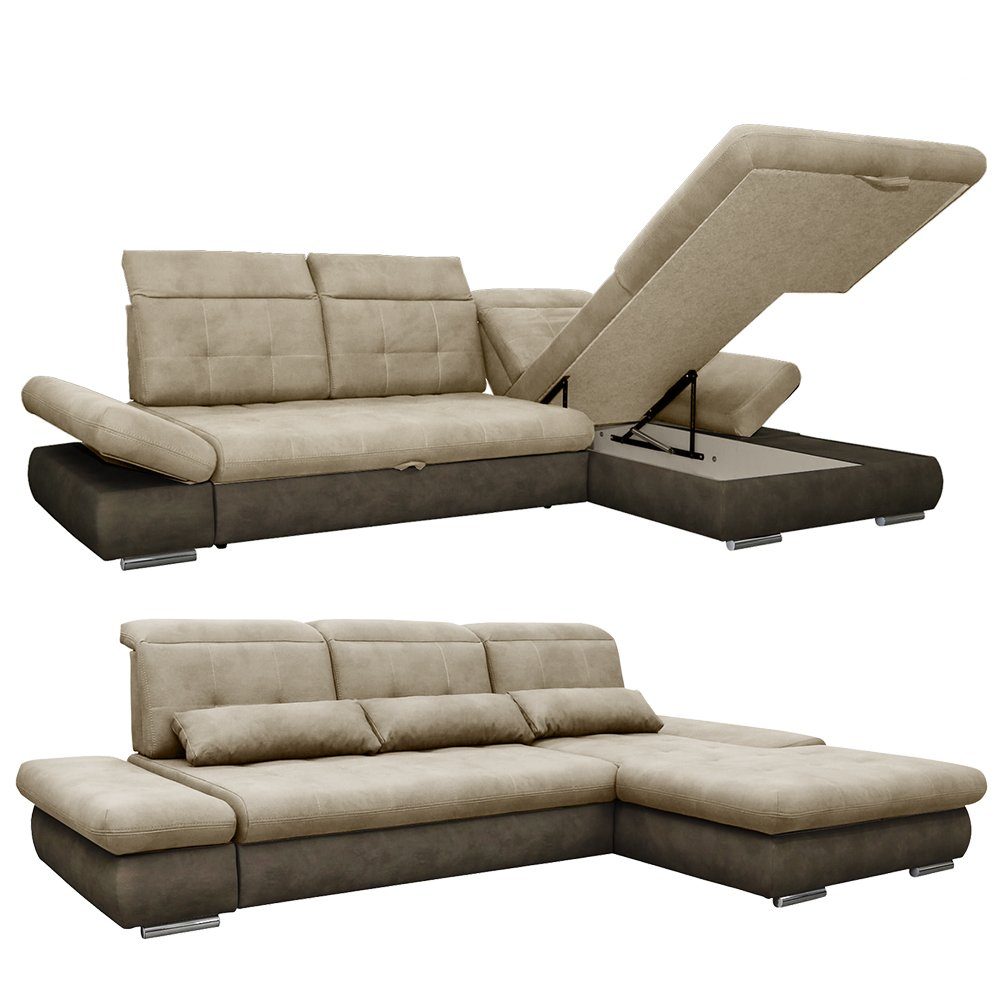 Schlaffunktion Schlaffunktion mit Couch Eckcouch rechts HAMPTON XXL, VitaliSpa® Ecksofa Schlafsofa