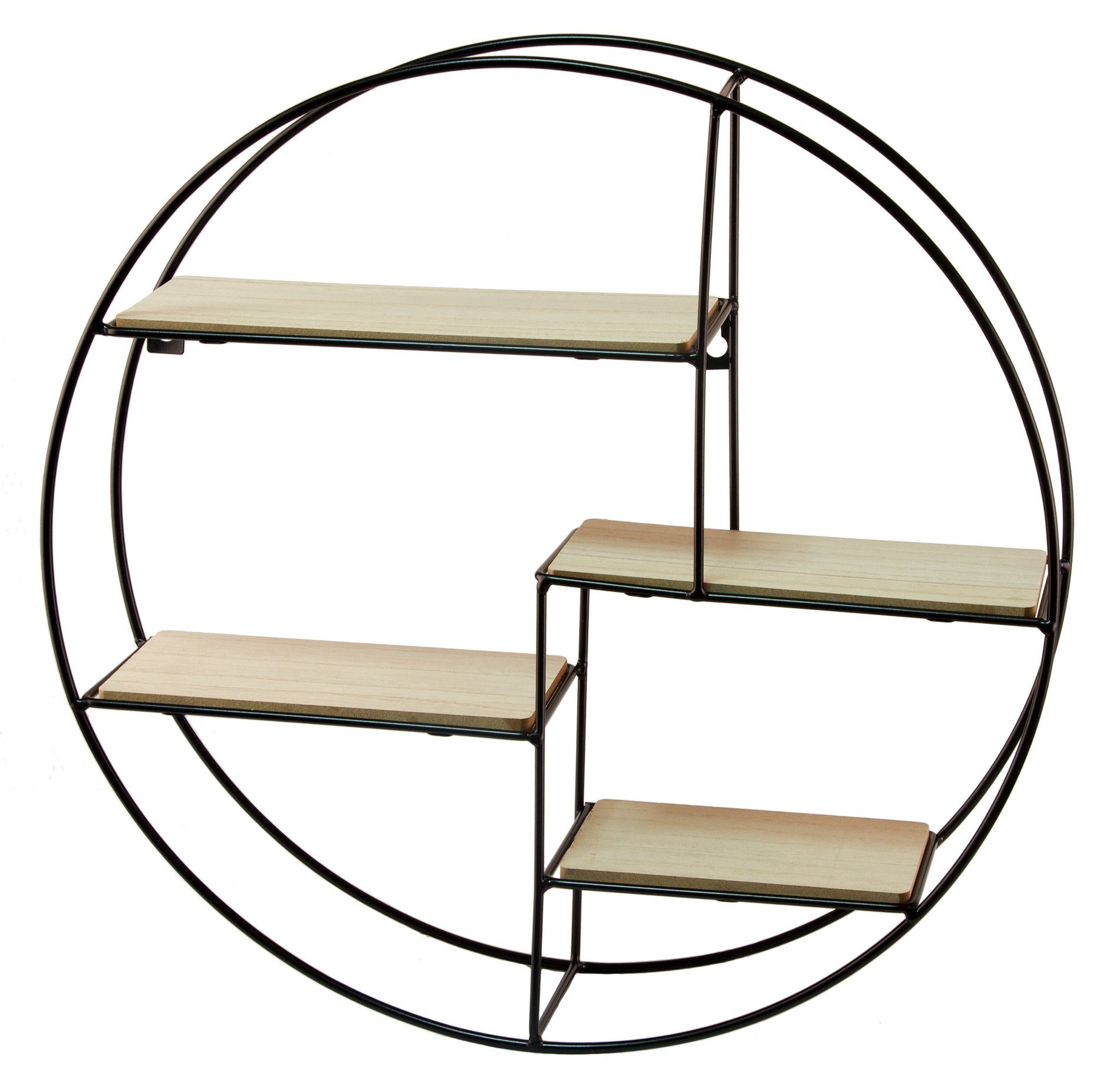 BigDean Wandregal 40 cm Durchmesser 4 Holzböden für Dekora