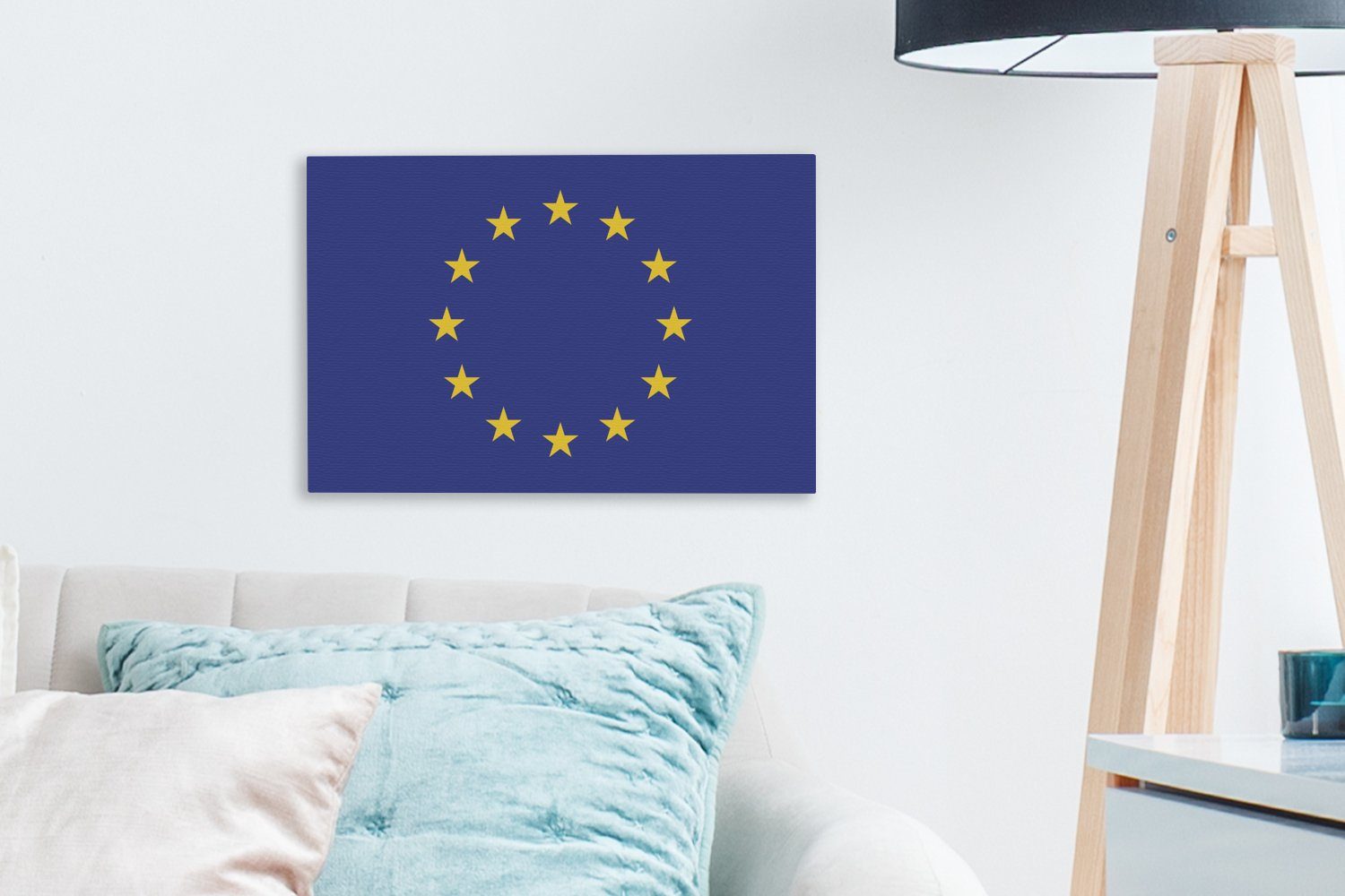 OneMillionCanvasses® Leinwandbild Flagge - cm Wanddeko, Wandbild Aufhängefertig, (1 St), 30x20 Europäische Flagge, Leinwandbilder