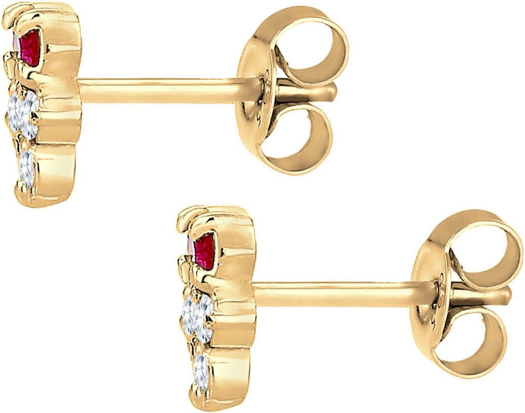 Elli Paar Ohrstecker Schmuck Geschenk Silber 925 Ohrringe, mit Rubin (synth), Glasstein