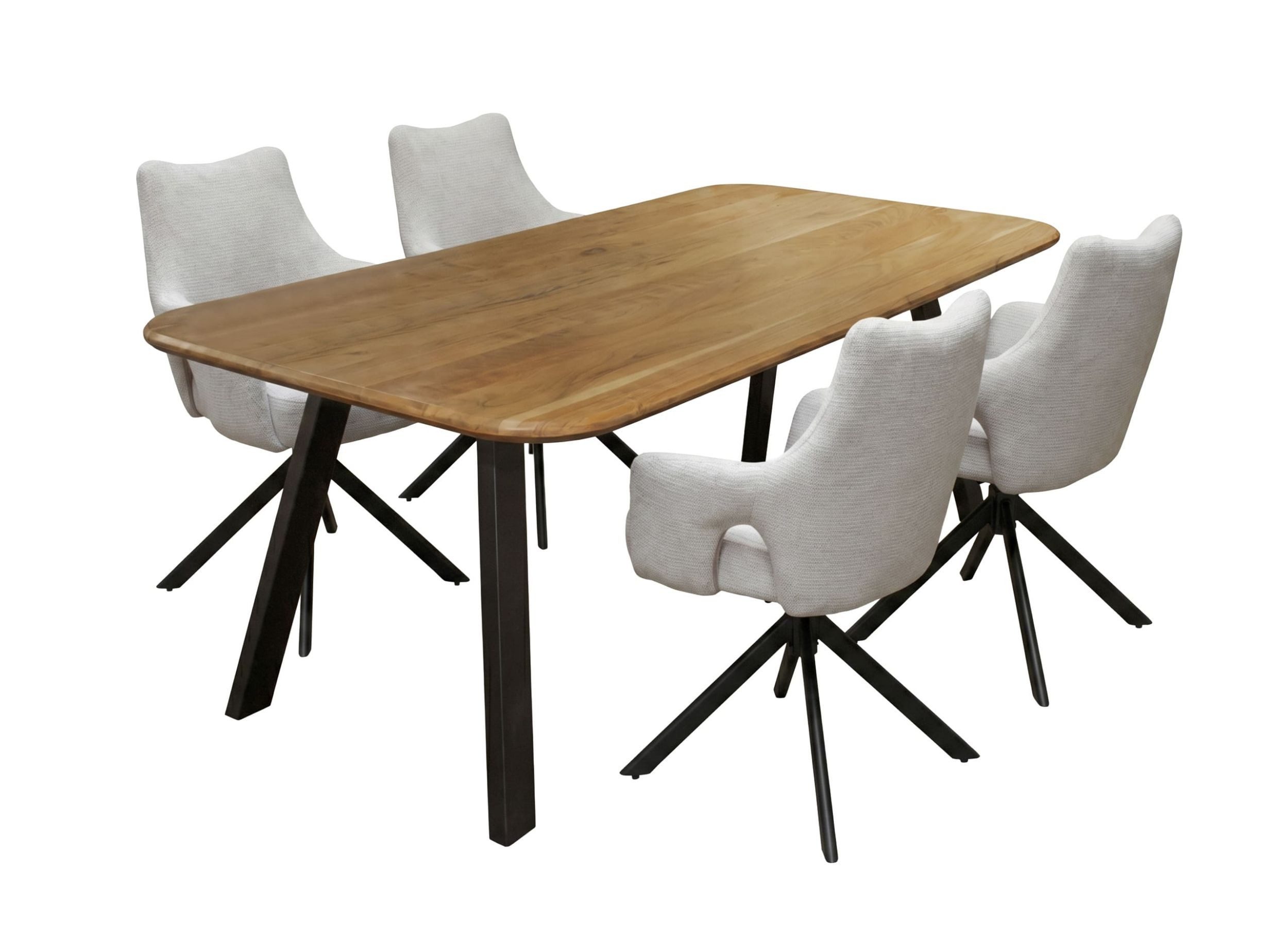 LC Home Essgruppe LC Home Essgruppe Livrono Esstisch Wildeiche Esszimmerstühle Webstoff