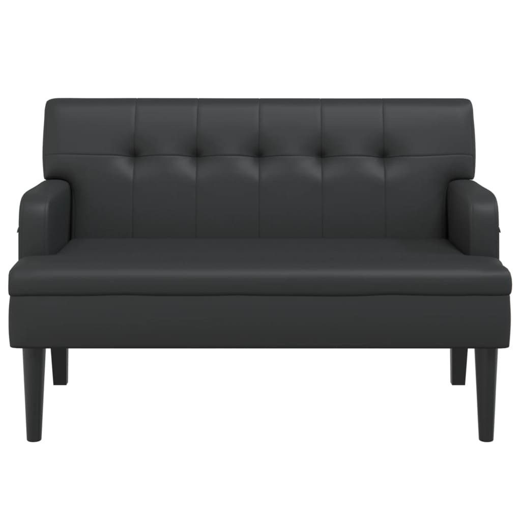 vidaXL Sitzbank, Bank mit Rückenlehne Schwarz 112x65,5x75 cm Kunstleder