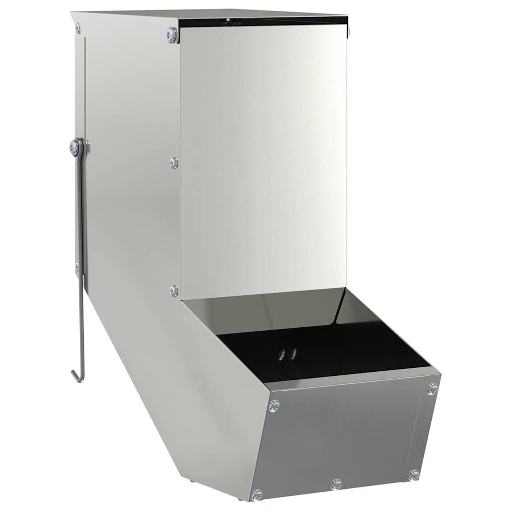 vidaXL Futterspender Kaninchenfütterer Silber 12,5 x 26 x 28,5 cm Verzinkter Stahl
