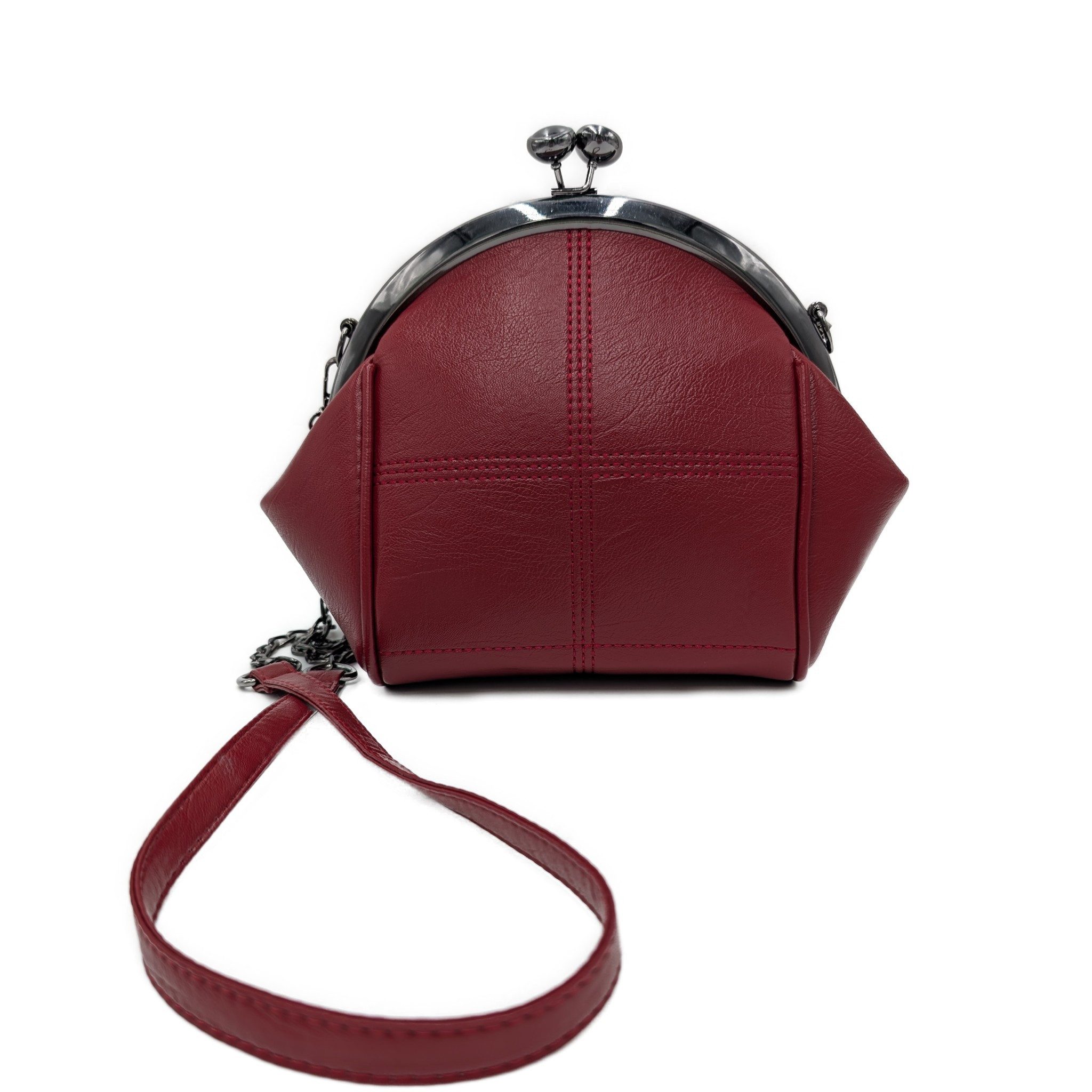 Mera Vellon Handtasche Damen Schultertasche "Varela" Umhängetasche mit Clipverschluss, Veganes Leder mit praktischem Clipverschluss