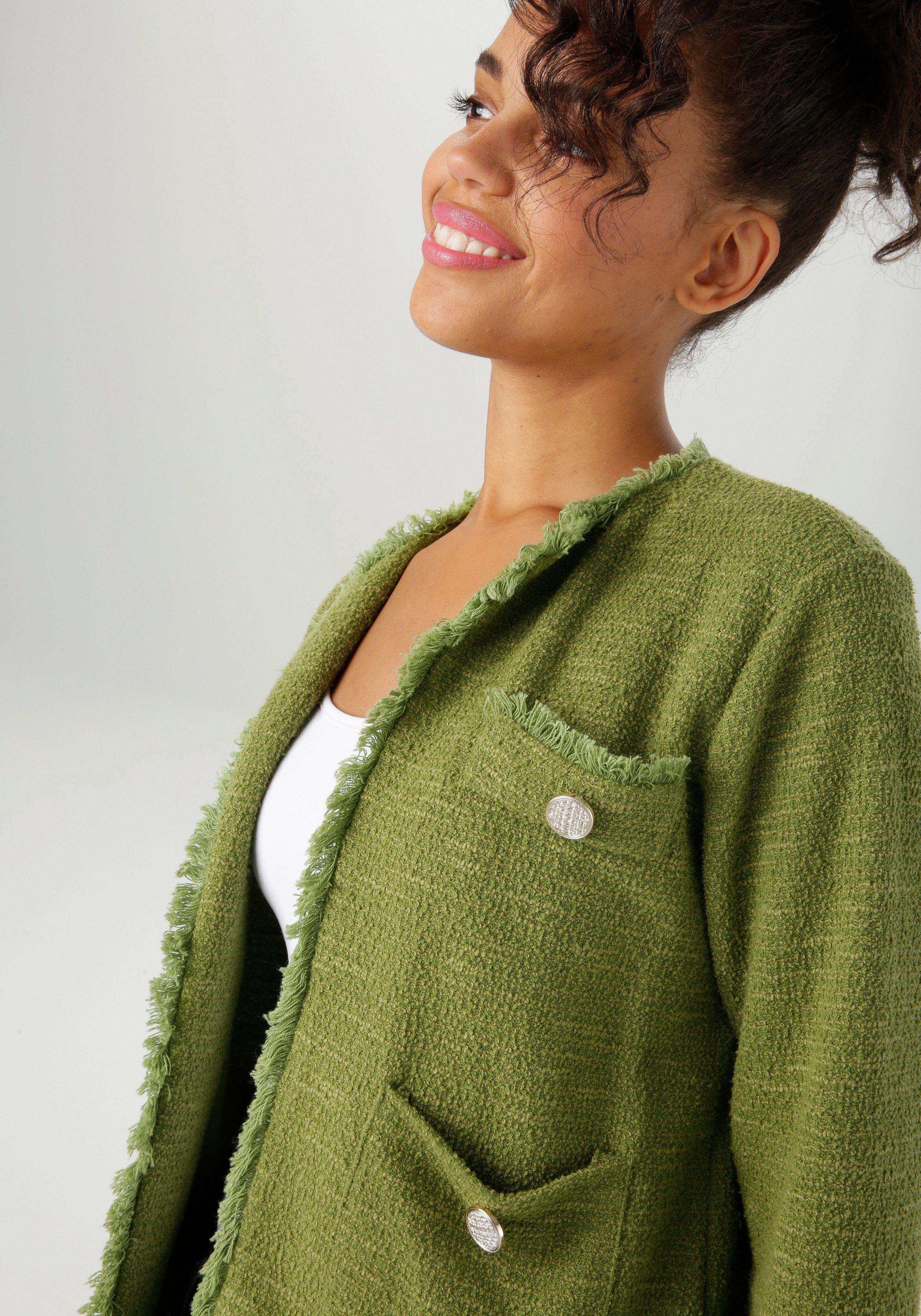 Aniston CASUAL Kurzjacke aus meliertem Bouclé-Jacquard