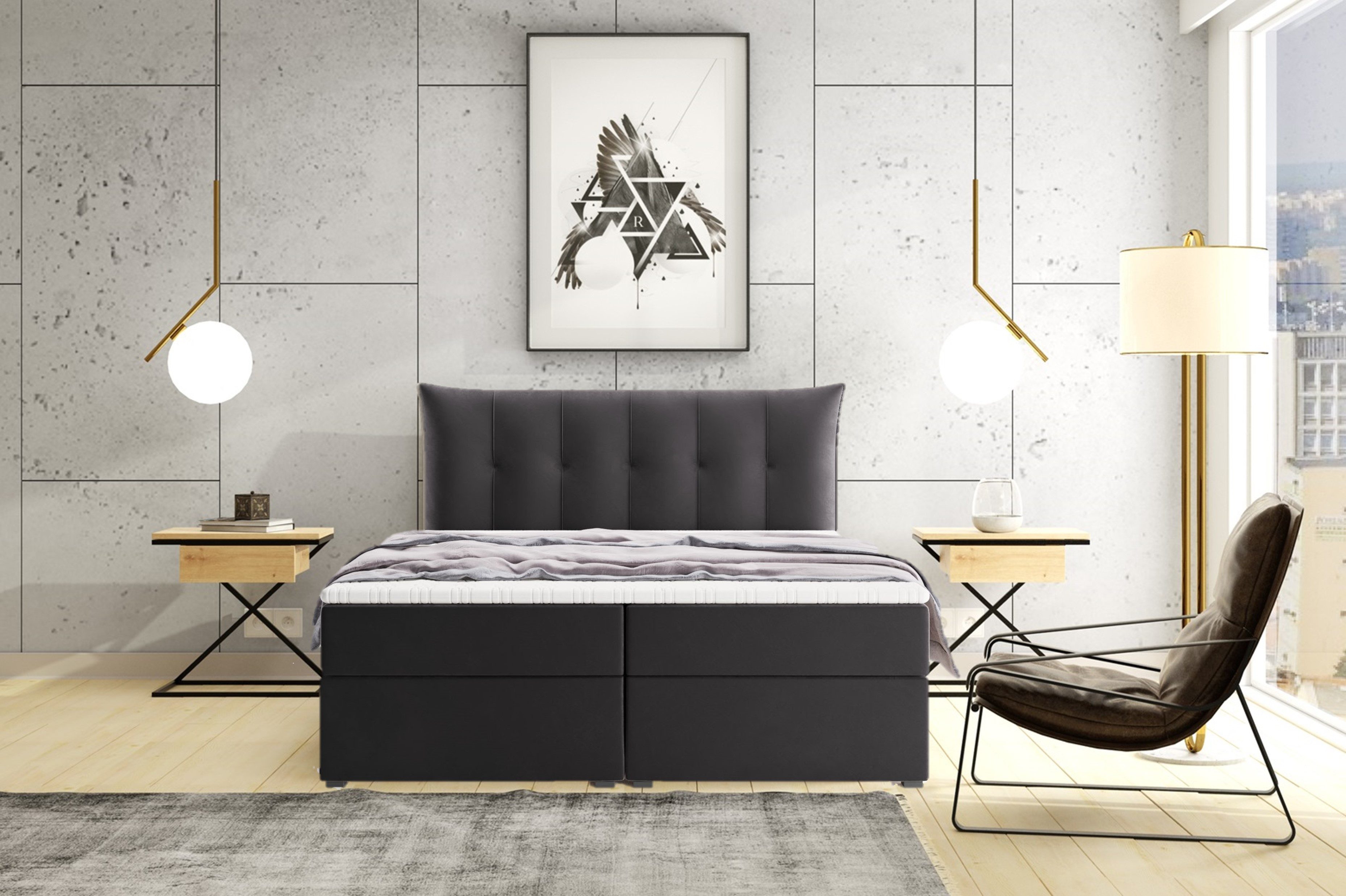 Labett Boxspringbett mit Bettkasten & H3/H4 Matratze PREMIUM 10, 160x200 180x200 200x200 (2 Bettkästen, Topper), 7-Zonen Taschenfederkernmatratze H3 oder H4 – Bild 2 von 5