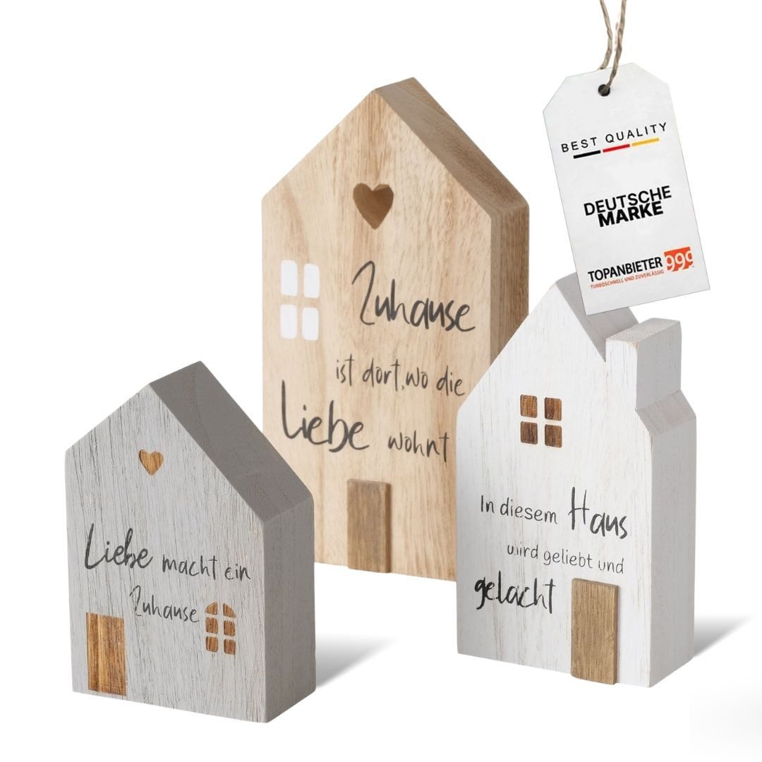 Topanbieter999 Dekoobjekt Holz Deko Häuser mit Sprüchen Set (3 St., 3er Set)