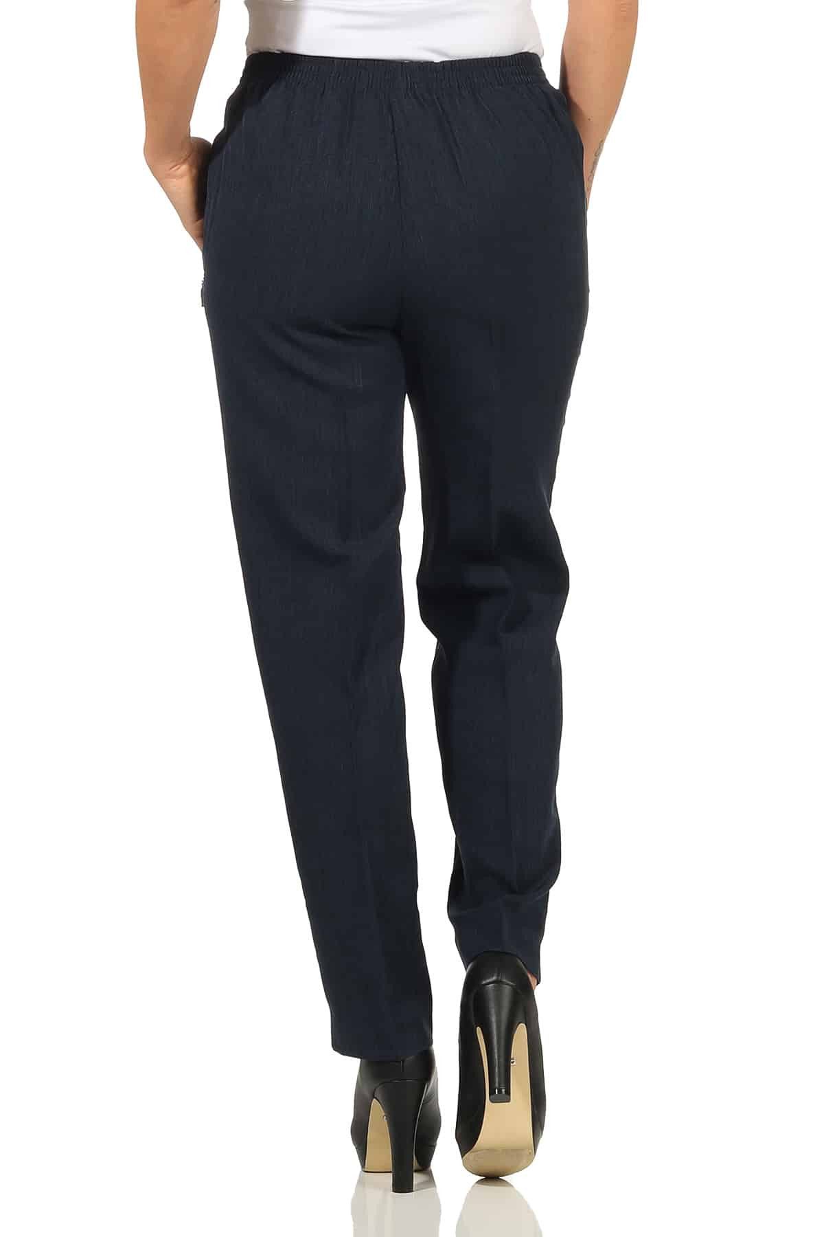 Aurela Damenmode Schlupfhose Stoffhose Damen Anzug- oder Business Hose Kurzgröße Teil-Gummizug, Bügelfalte, Reißverschlusstaschen