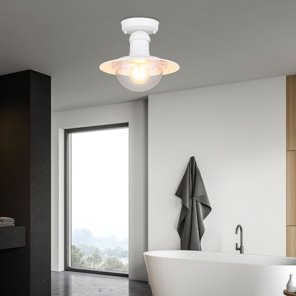 GLOBO LIGHTING Außen-Deckenleuchte, Leuchtmittel nicht inklusive, Außenleuchte Deckenleuchte Lampe ALU-Guss Weiß IP44 D 23,6cm