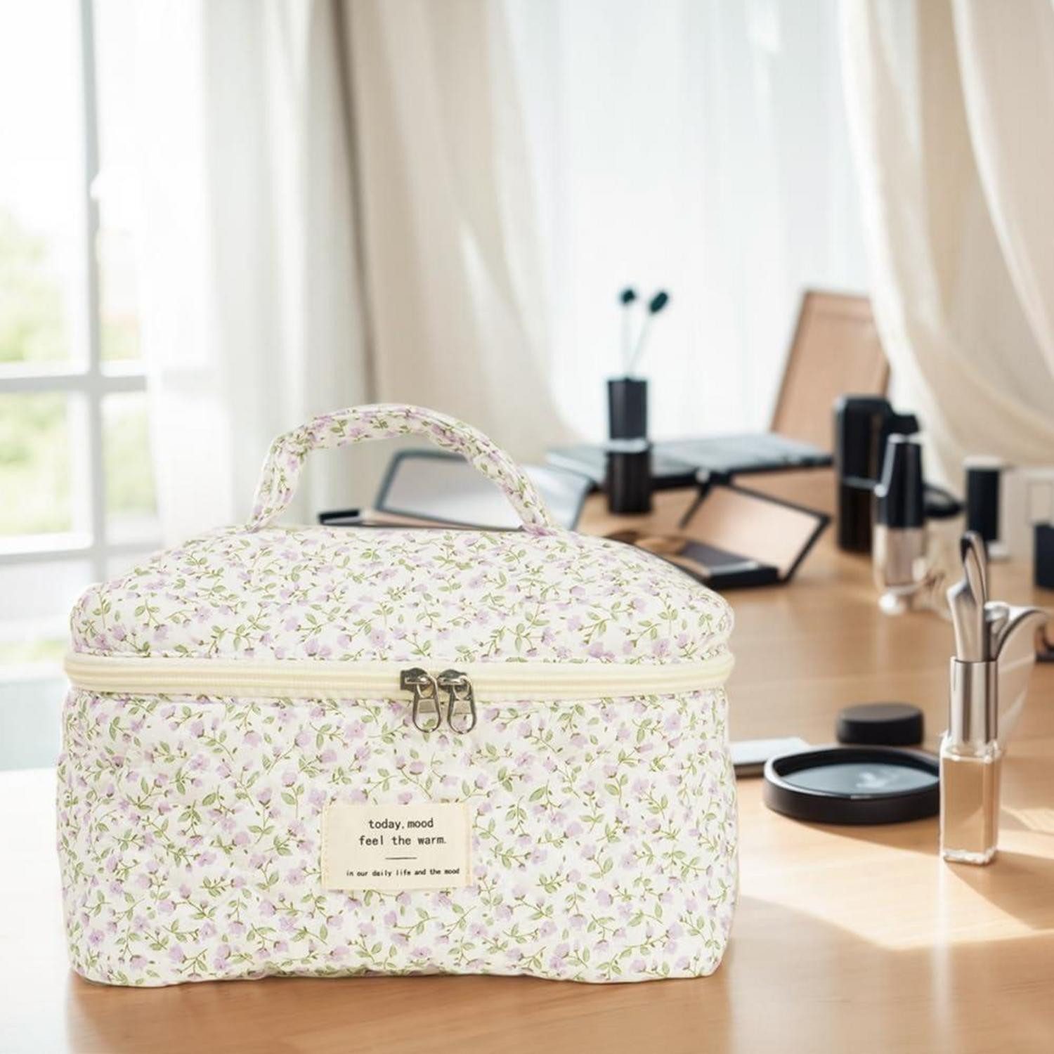 LuxusKollektion Kosmetiktasche 3-teiliges Kosmetiktaschen-Set Blumenmuster Damen Kawaii Reise Beauty