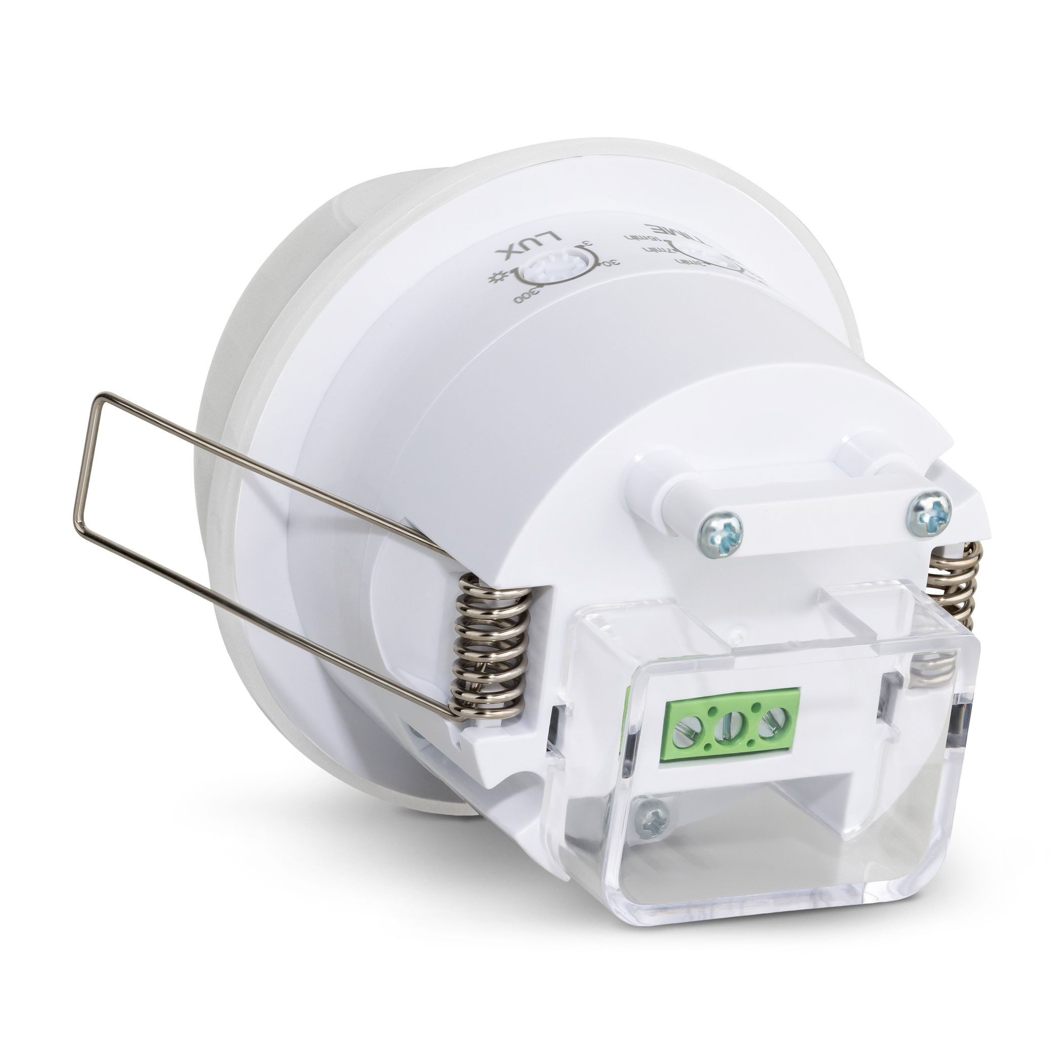 SEBSON Bewegungsmelder Infrarot Sensor Unterputz Decke - programmierbar Reichweite 30m 360°, (1-St), Einbauloch Ø63-68mm, LED geeignet 1.000W, IP20, 230V, 3 Draht