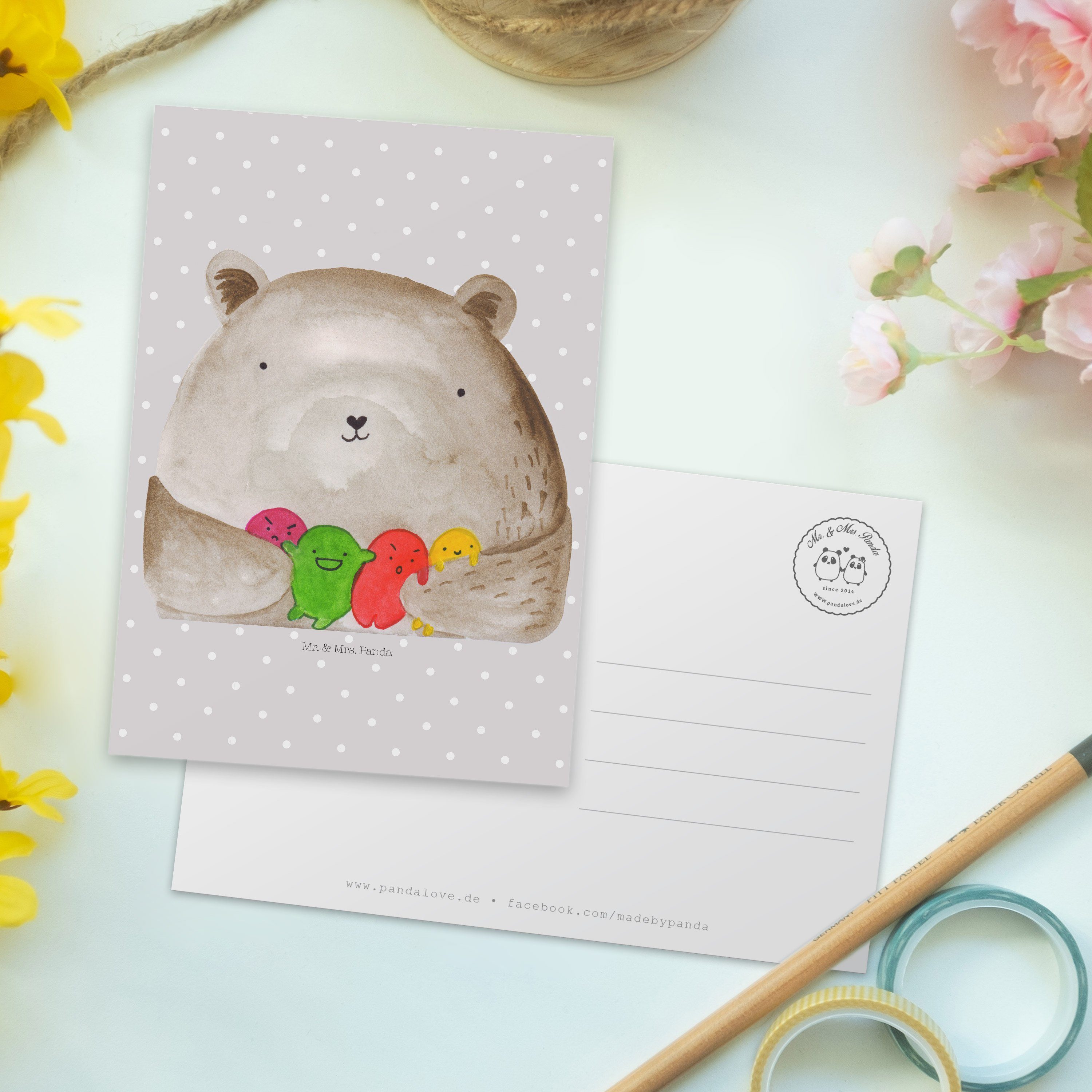 Ver Mr. Gefühl Bär Mrs. Teddybär, & - Panda Postkarte - Geschenk, Pastell Grau Geburtstagskarte,