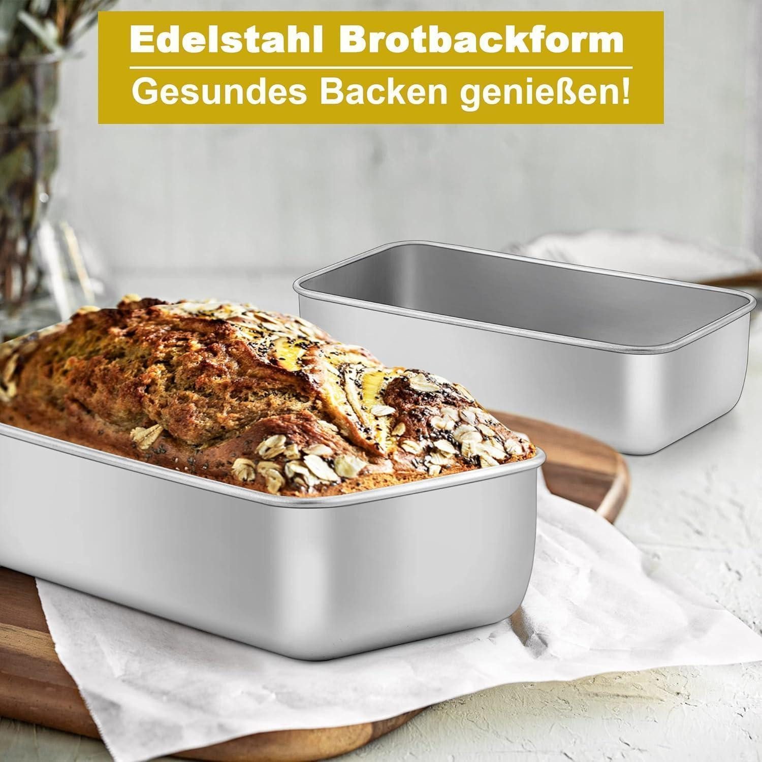 LuxusKollektion Brotbackform Brotbackform Kastenform Rechteckig Toastbrot 3 Stück Edelstahl