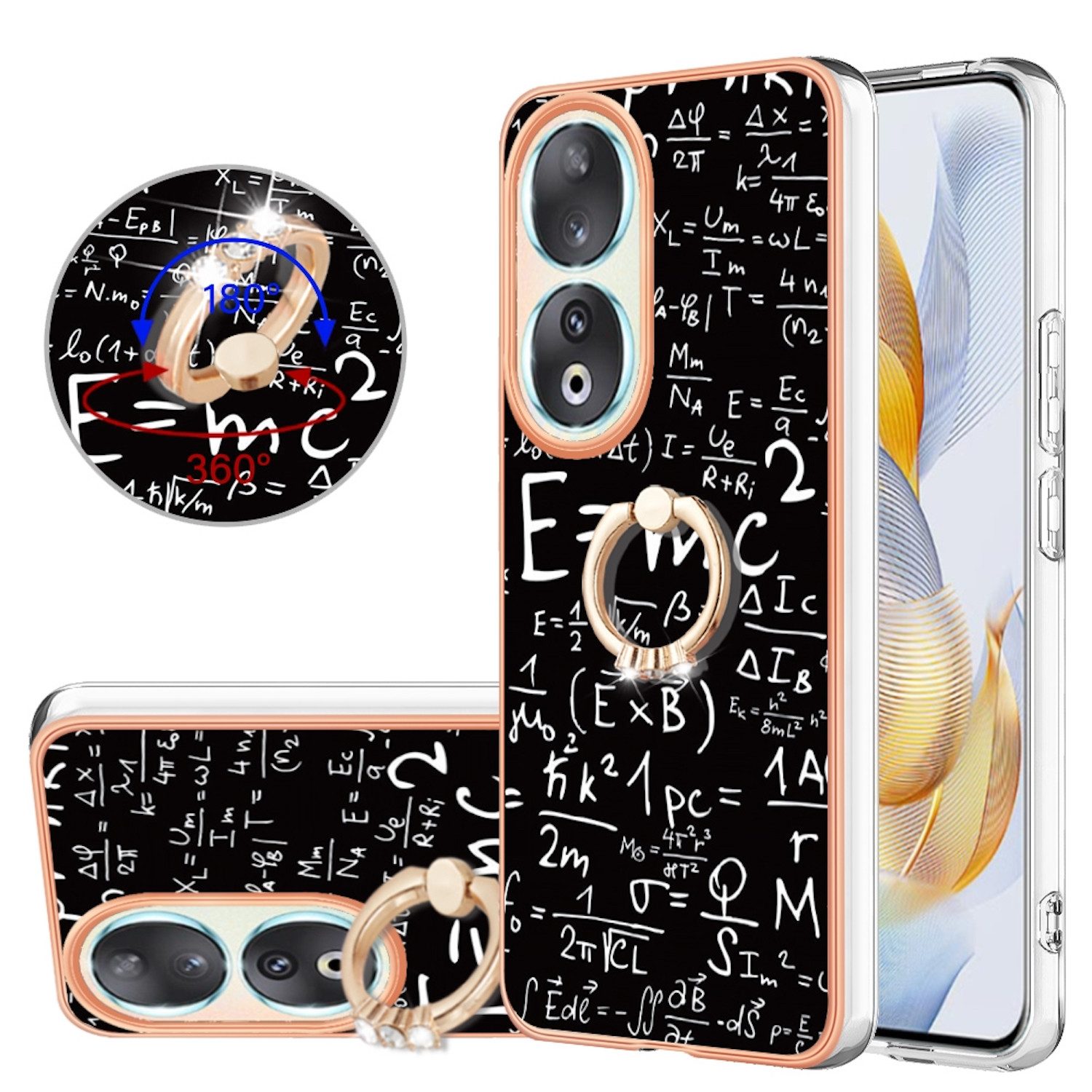 Wigento Handyhülle Für Honor 90 5G Design Series TPU / PC Handy Hülle Cover Etuis + Ring