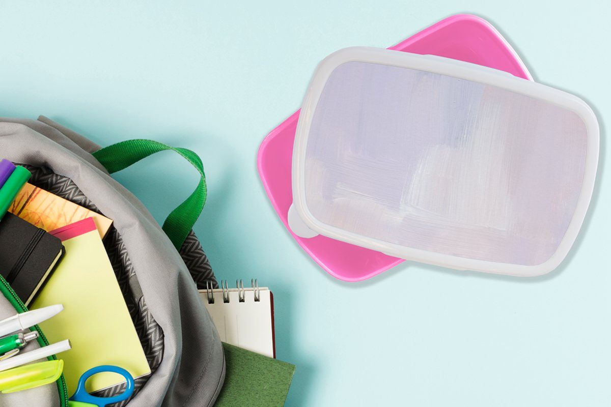 Kunststoff Gestaltung, Brotbox Snackbox, - Lunchbox Kinder, für Erwachsene, - rosa Kunststoff, Farbe Pastell (2-tlg), Brotdose Mädchen, MuchoWow