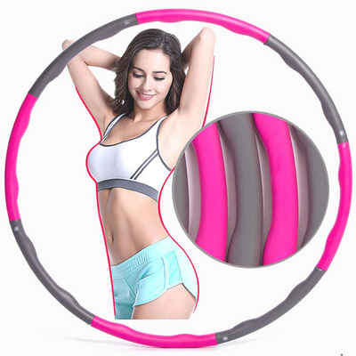 ShopAG.com Hula-Hoop-Reifen Hoola Hoop Reifen 8 teilig pink/grau Sport, Abnehmen, Fitness (8-tlg)