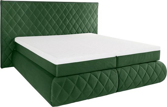 PLACES OF STYLE Boxspringbett ALARIC flaschengrün / schwarz