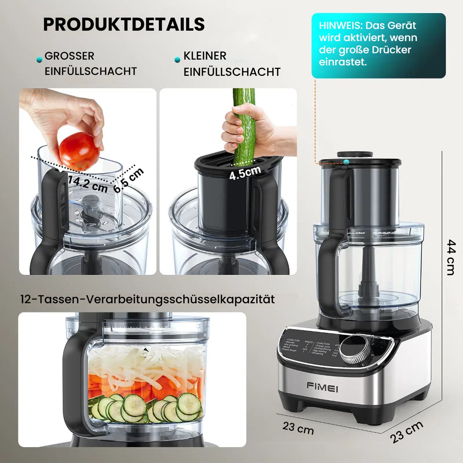 FIMEI Küchenmaschine HGM411, 1300 W, 3,5 l Schüssel, 1,5L Mixer, Mühle, Zitruspresse & weitere Zubehörteile – Bild 4 von 5