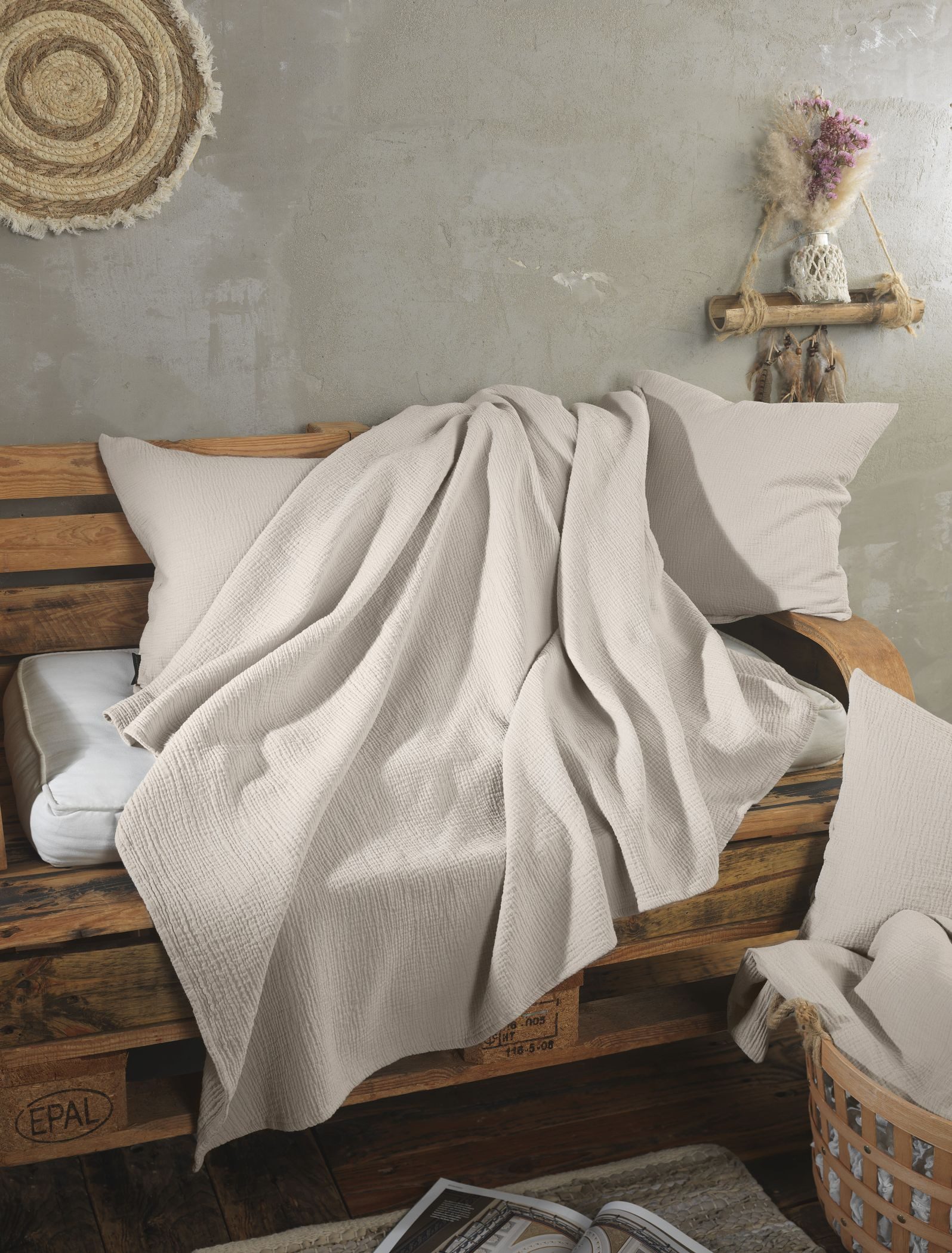 Wolldecke Set Musselin 150x200 Design Natur, pure hug, Sommer Geschenke Idee Frauen Männer weich sale Reißverschluss Partner