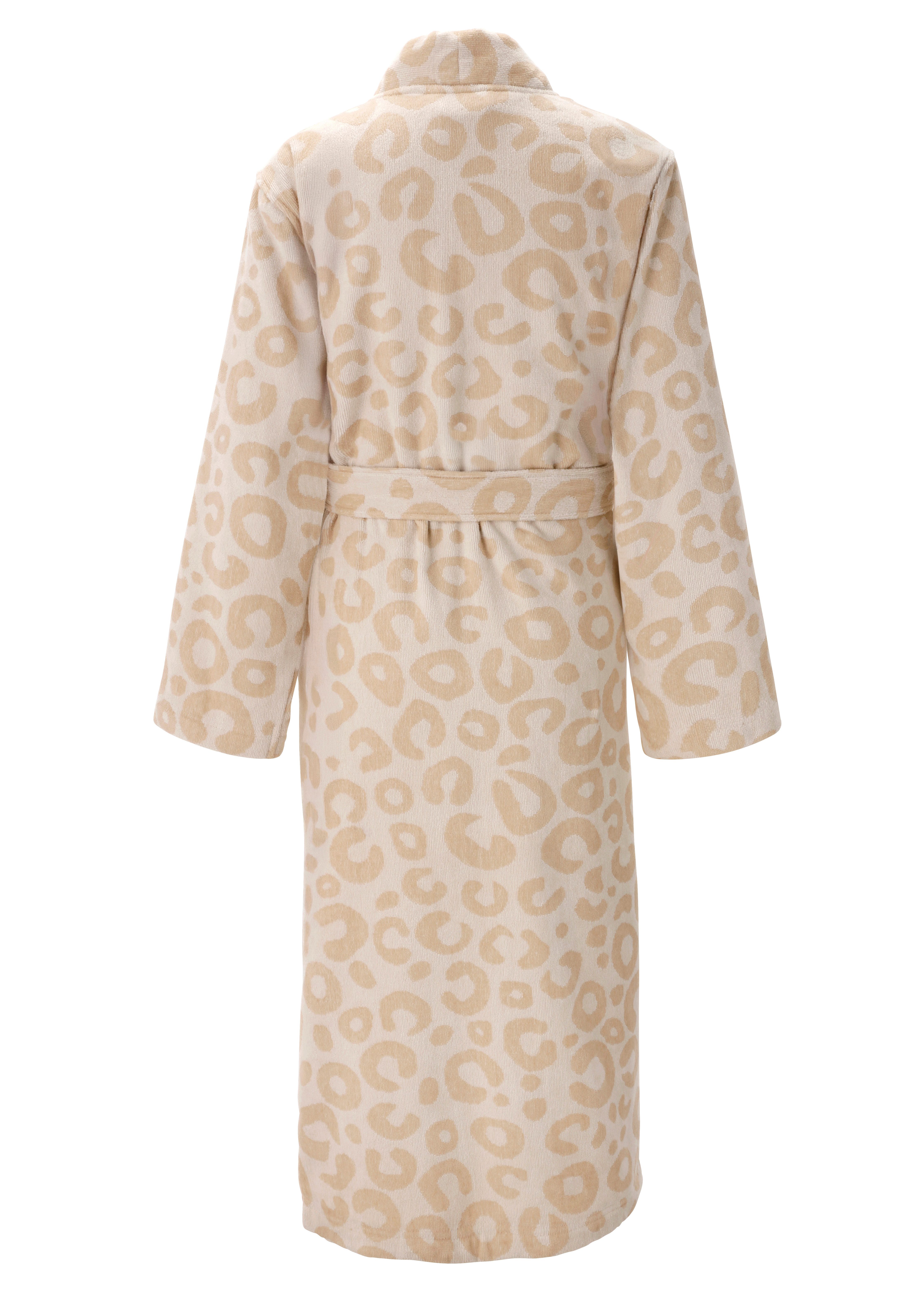 OTTO home Unisex-Bademantel Anna Leo, ideal für Sauna & Spa, Hotelbademantel, Morgenmantel, Langform, Walkfrottee, Kimono-Kragen, Gürtel, für Damen & Herren, mit Taschen, S-3XL, mit trendigem Animal-Print