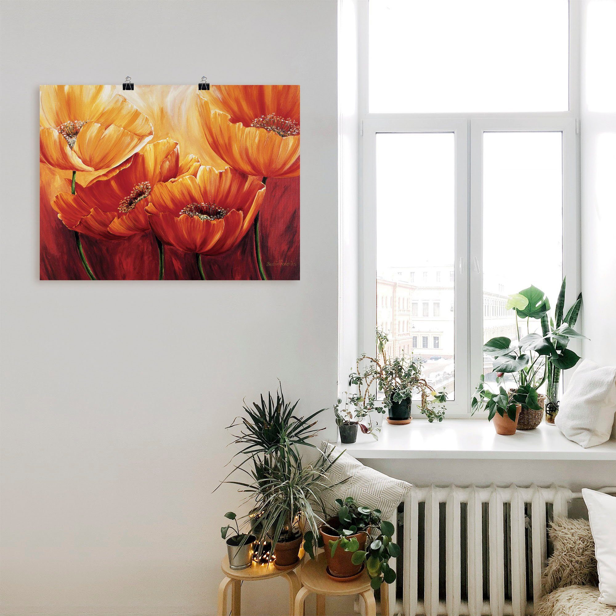 Artland Wandbild Vier Mohnblumen, Blumen (1 St), als Leinwandbild, Poster in verschied. Größen