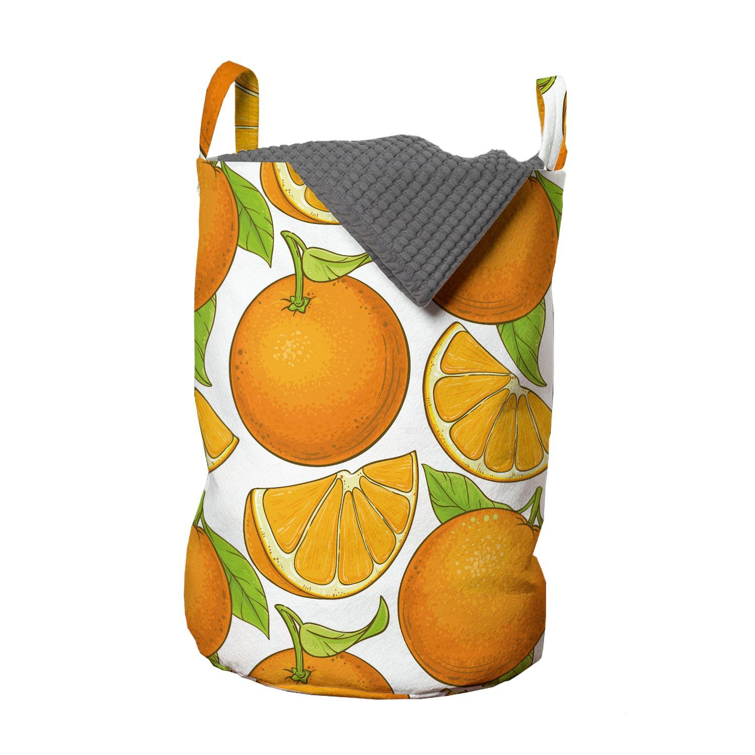 Abakuhaus Wäschesäckchen Wäschekorb mit Griffen Kordelzugverschluss für Waschsalons, Sommer-Orange Frische Juicy Fruits | Wäschesäcke