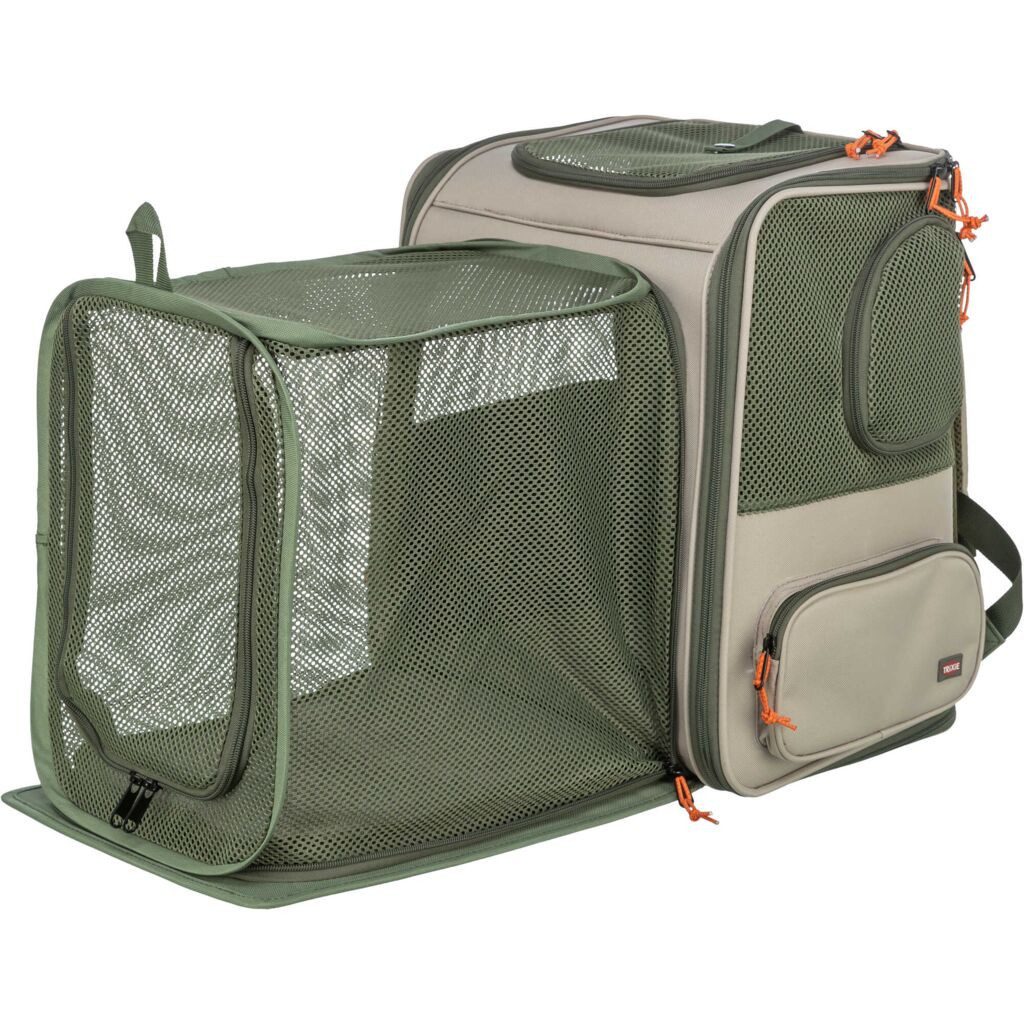 TRIXIE Tiertransporttasche Hunderucksack Rocco mit ausklappbarer Liegefläche - beige/olivgrün - 4