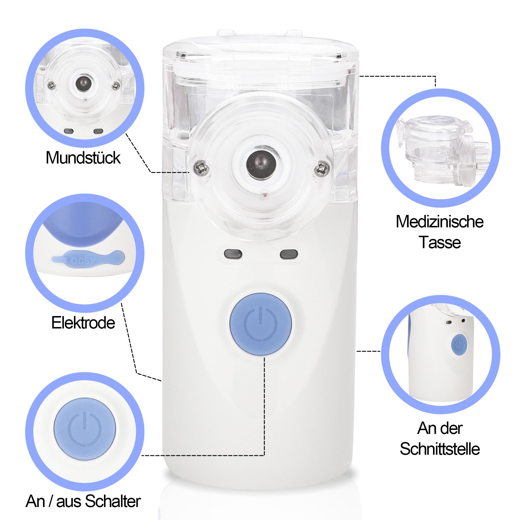 Clanmacy Inhalator Inhalator Handheld Inhaliergerät Vernebler für Erwachsene Kinder Nano